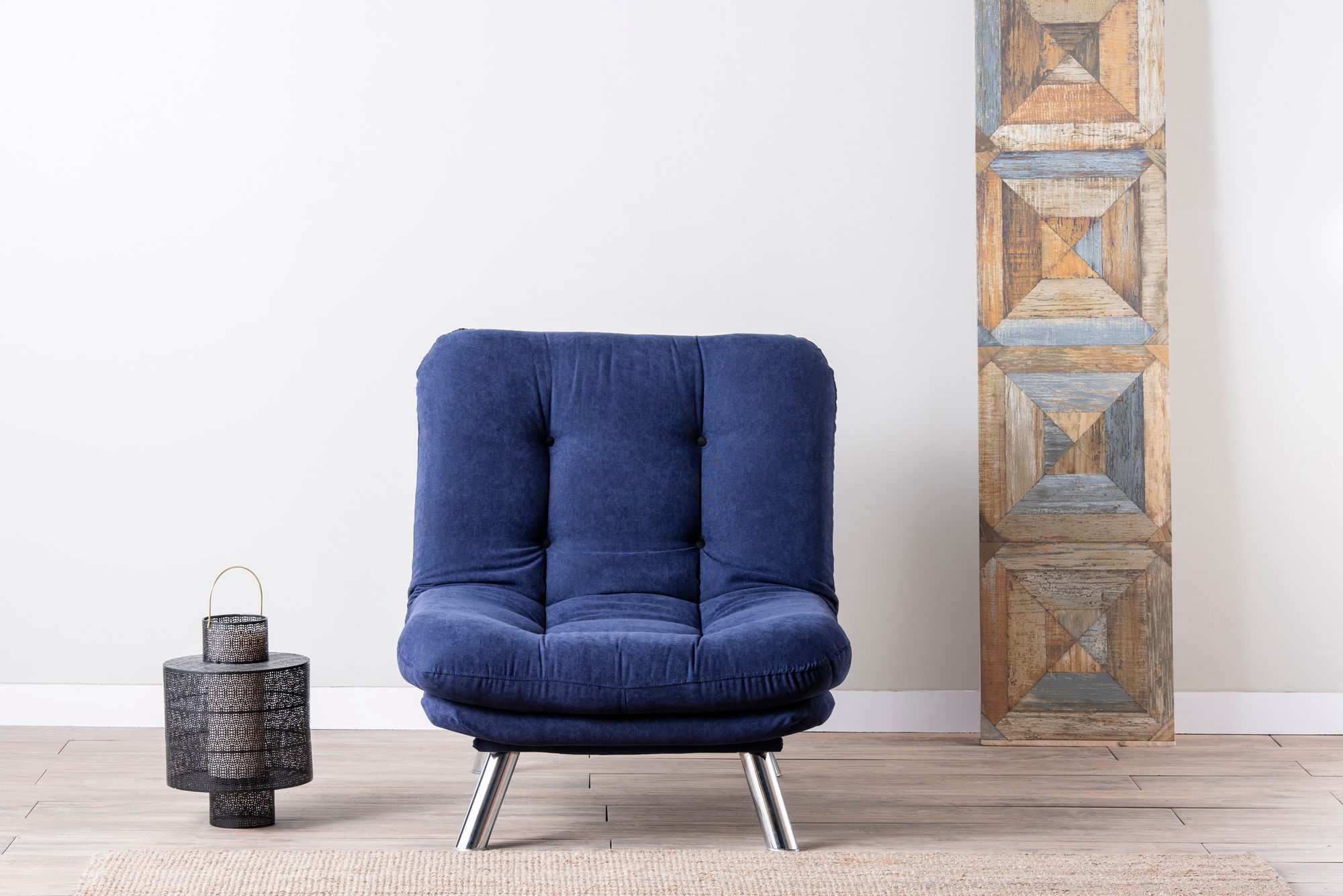 Fotoliu, Atelier Del Sofa, metal, stofa moale, albastru marin, 88x90x105 cm