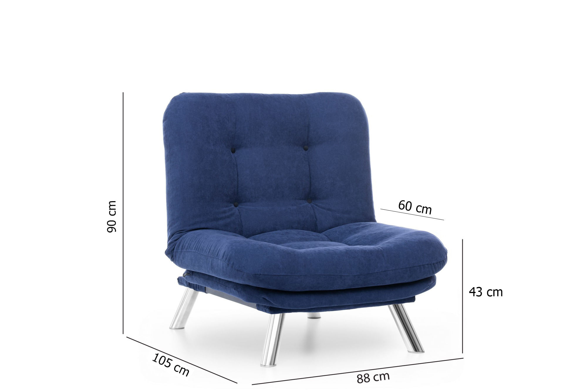 Fotoliu, Atelier Del Sofa, metal, stofa moale, albastru marin, 88x90x105 cm — imaginea 8