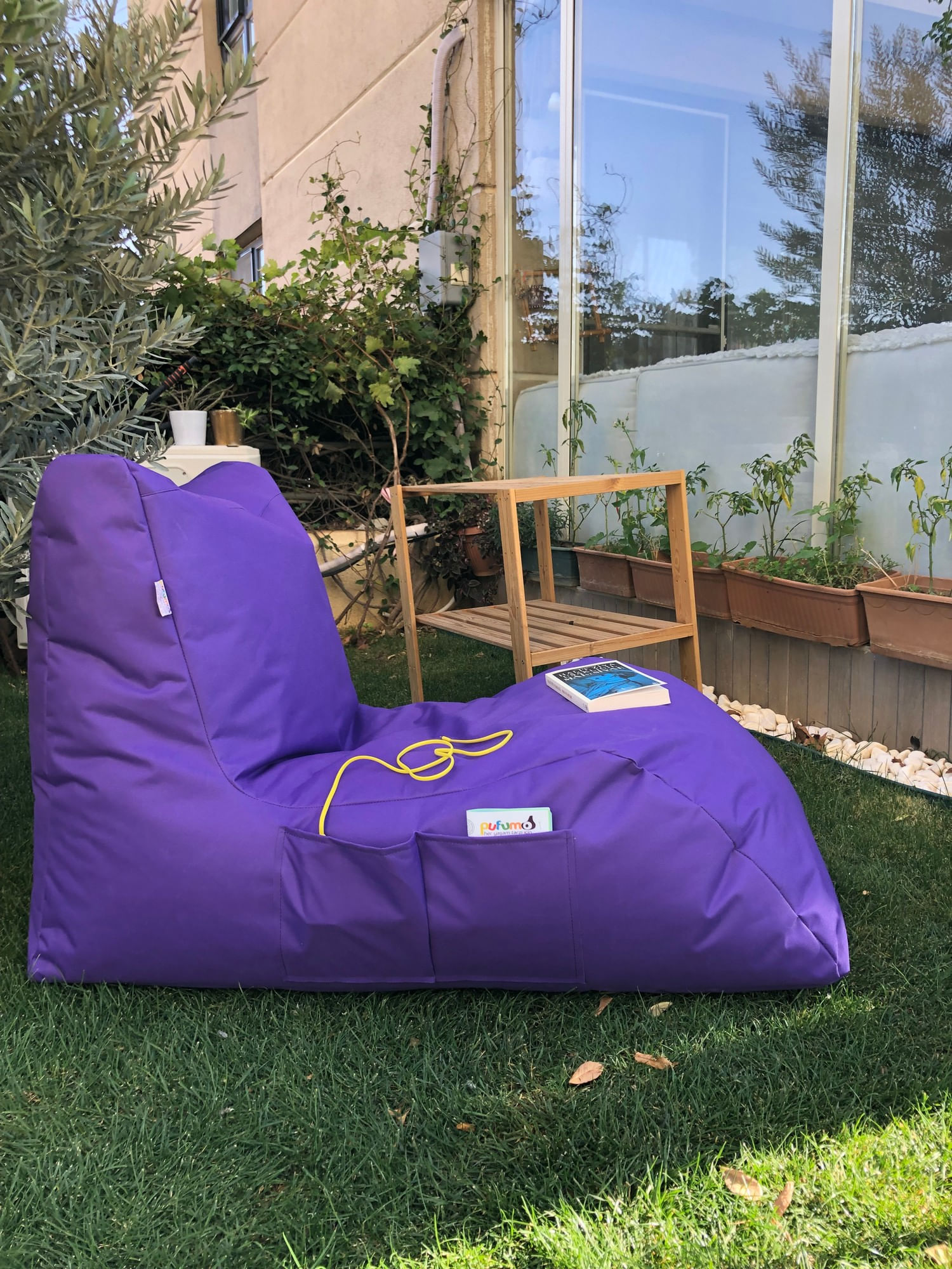 Fotoliu tip bean bag, Atelier Del Sofa, mov, 60x75x110 cm, poliester impermeabil — imaginea 2