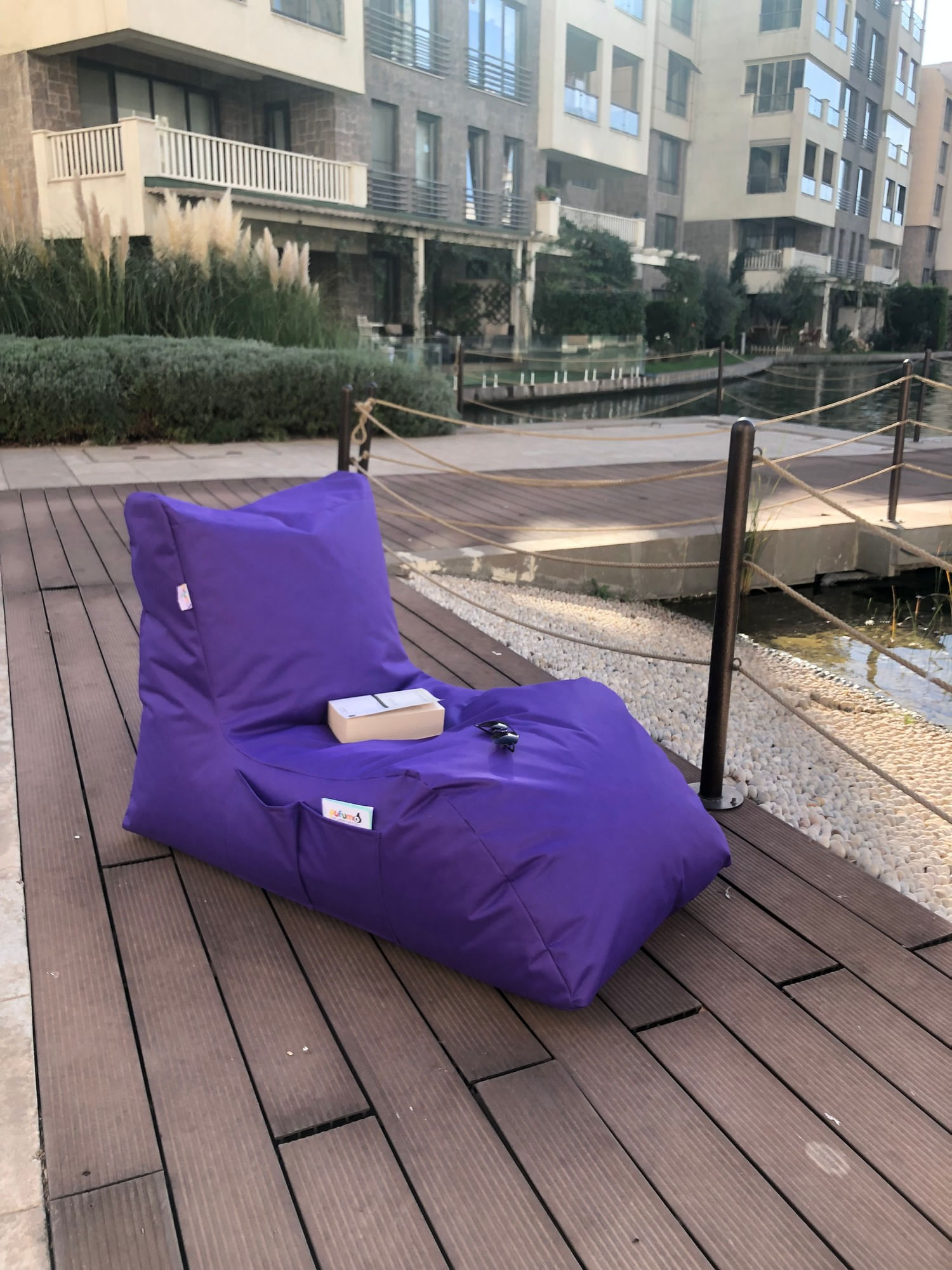 Fotoliu tip bean bag, Atelier Del Sofa, mov, 60x75x110 cm, poliester impermeabil — imaginea 3