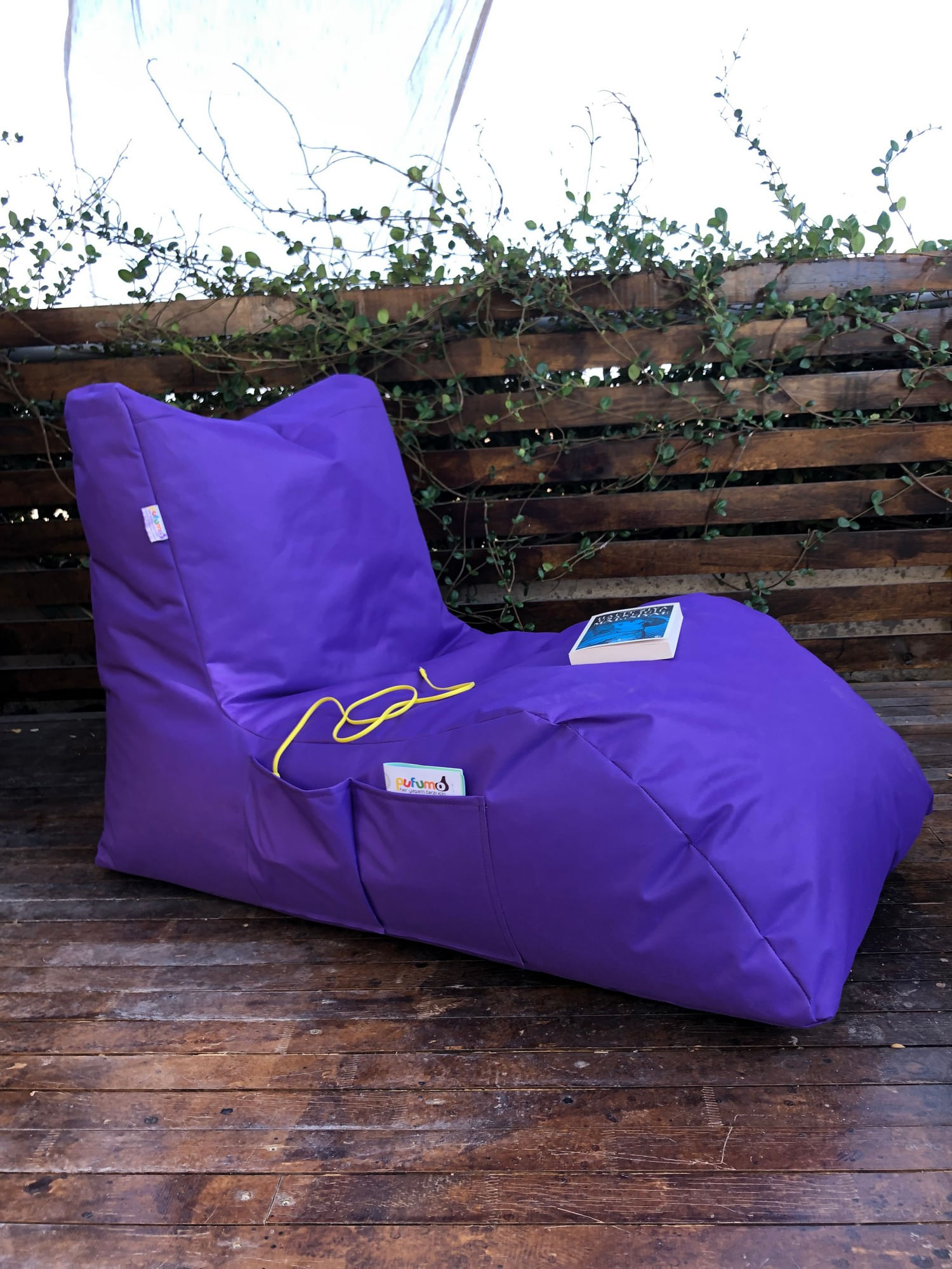 Fotoliu tip bean bag, Atelier Del Sofa, mov, 60x75x110 cm, poliester impermeabil — imaginea 4