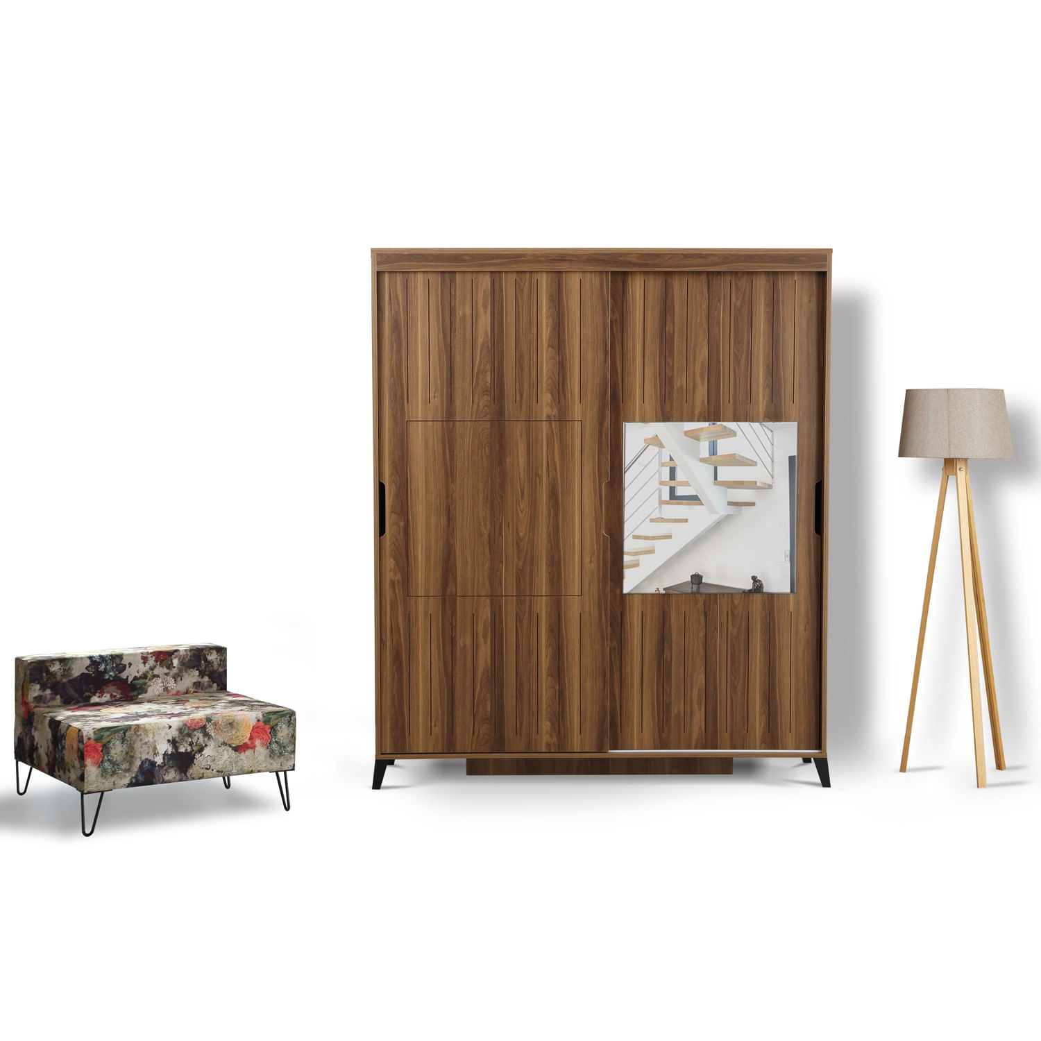 Sifonier, Hanah Home, pal melaminat, nuc, 180x60x216 cm — imaginea 3