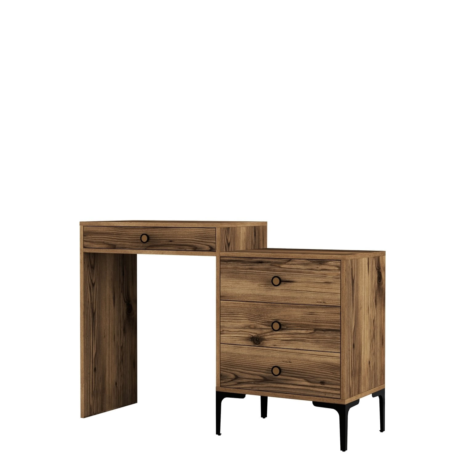 Masa de machiaj, Hanah Home, pal melaminat, nuc, 124x40x84.7 cm — imaginea 2