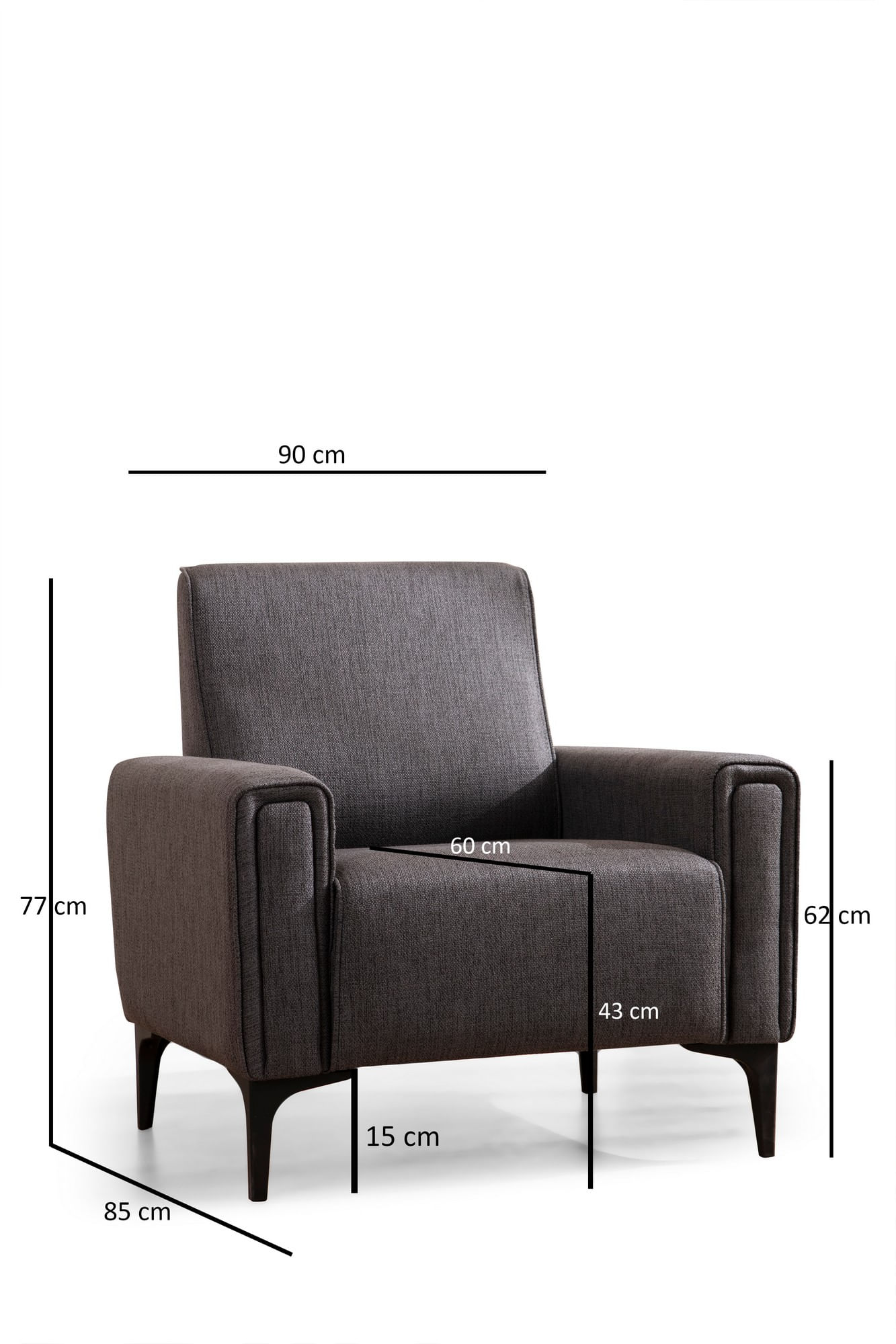Fotoliu, Atelier Del Sofa, lemn fag si pal, gri inchis, 90x85x77 cm — imaginea 3
