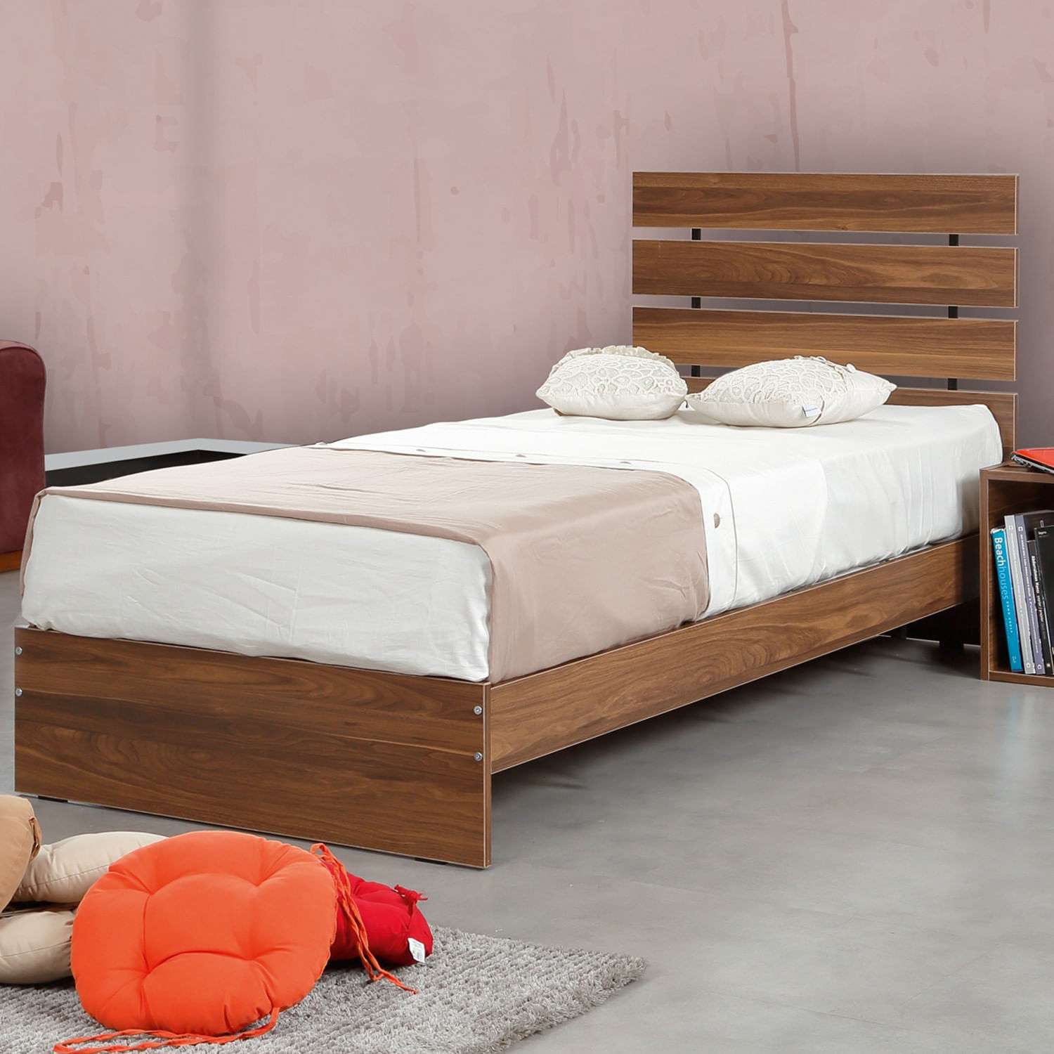 Somiera, Hanah Home, pal melaminat, nuc, 125x205x100 cm — imaginea 3