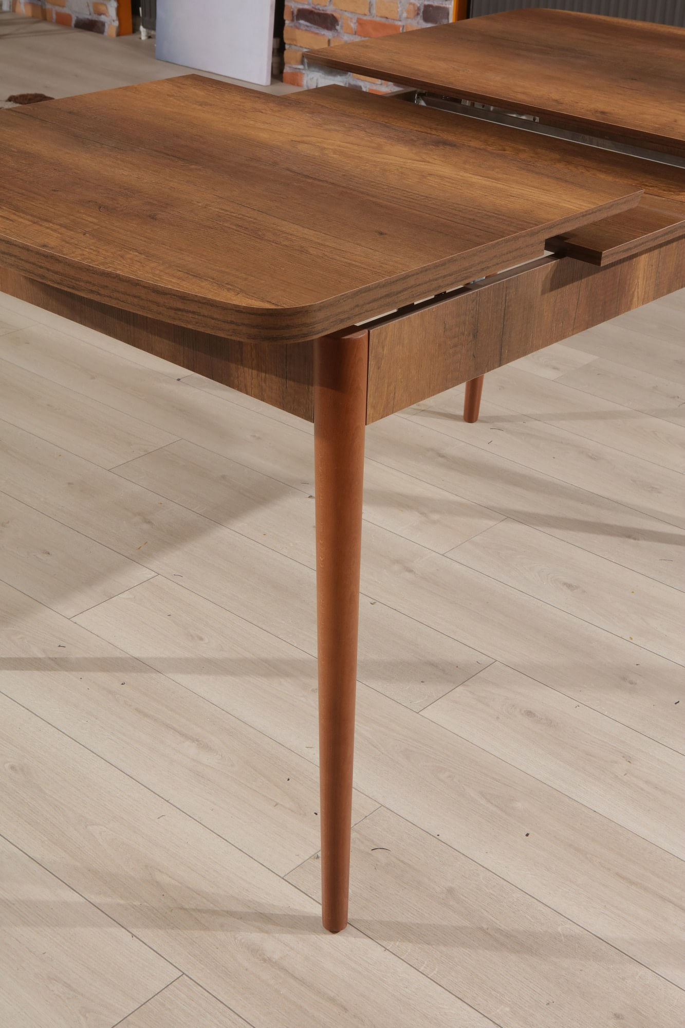 Masa extensibila, Hanah Home, panou aglomerat melaminat, nuc, 132x80x78.5 cm — imaginea 2