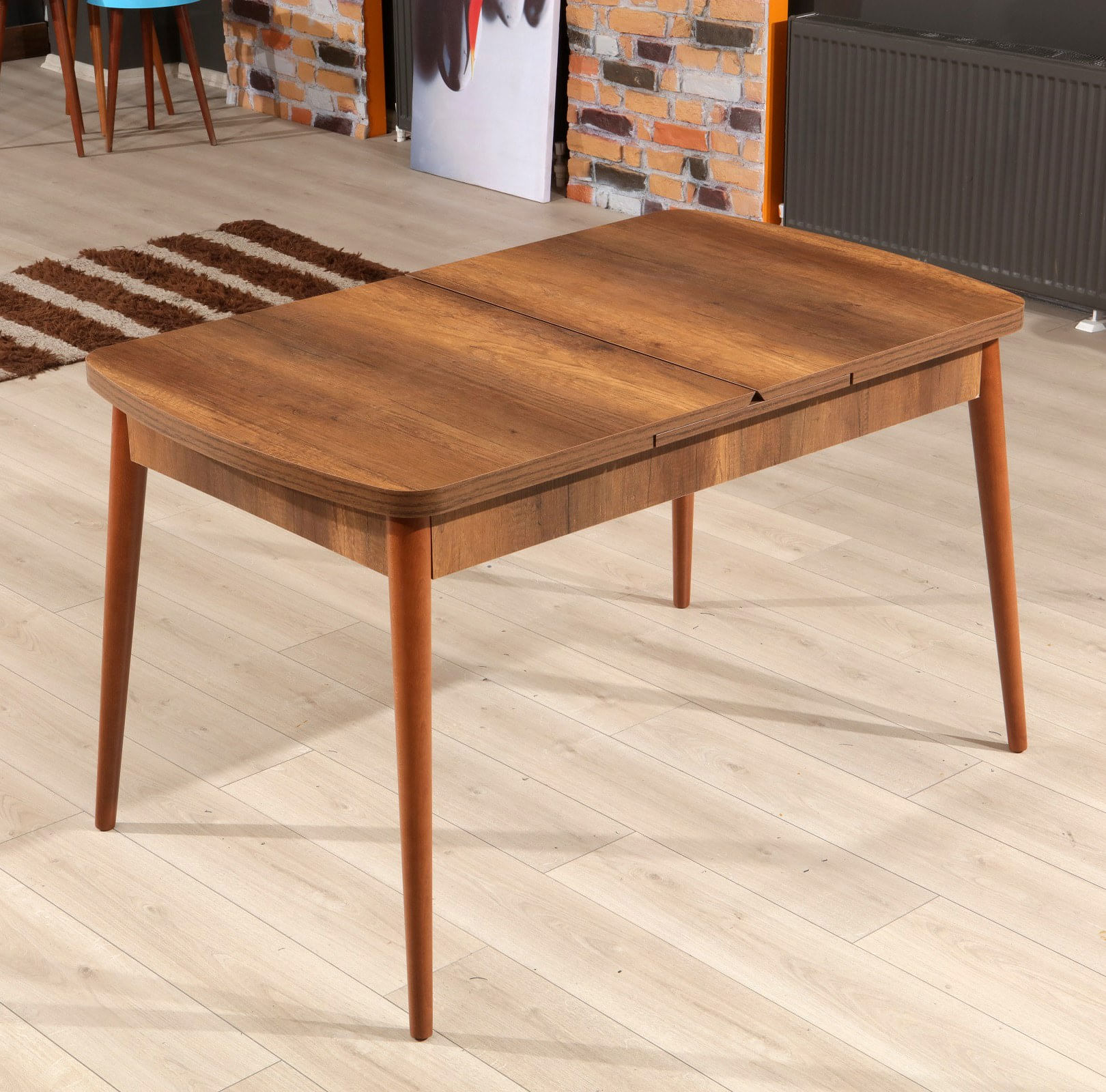 Masa extensibila, Hanah Home, panou aglomerat melaminat, nuc, 132x80x78.5 cm — imaginea 3
