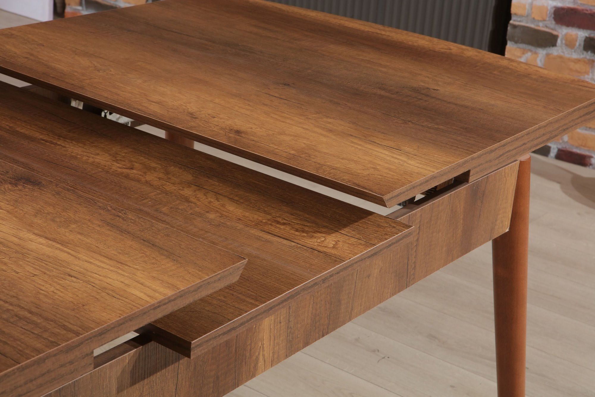 Masa extensibila, Hanah Home, panou aglomerat melaminat, nuc, 132x80x78.5 cm — imaginea 4