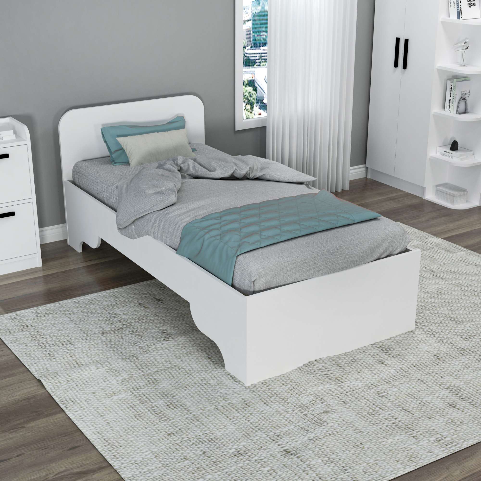 Somiera, Hanah Home, PAL melaminat, alb, 94.4x193.6x80 cm — imaginea 6