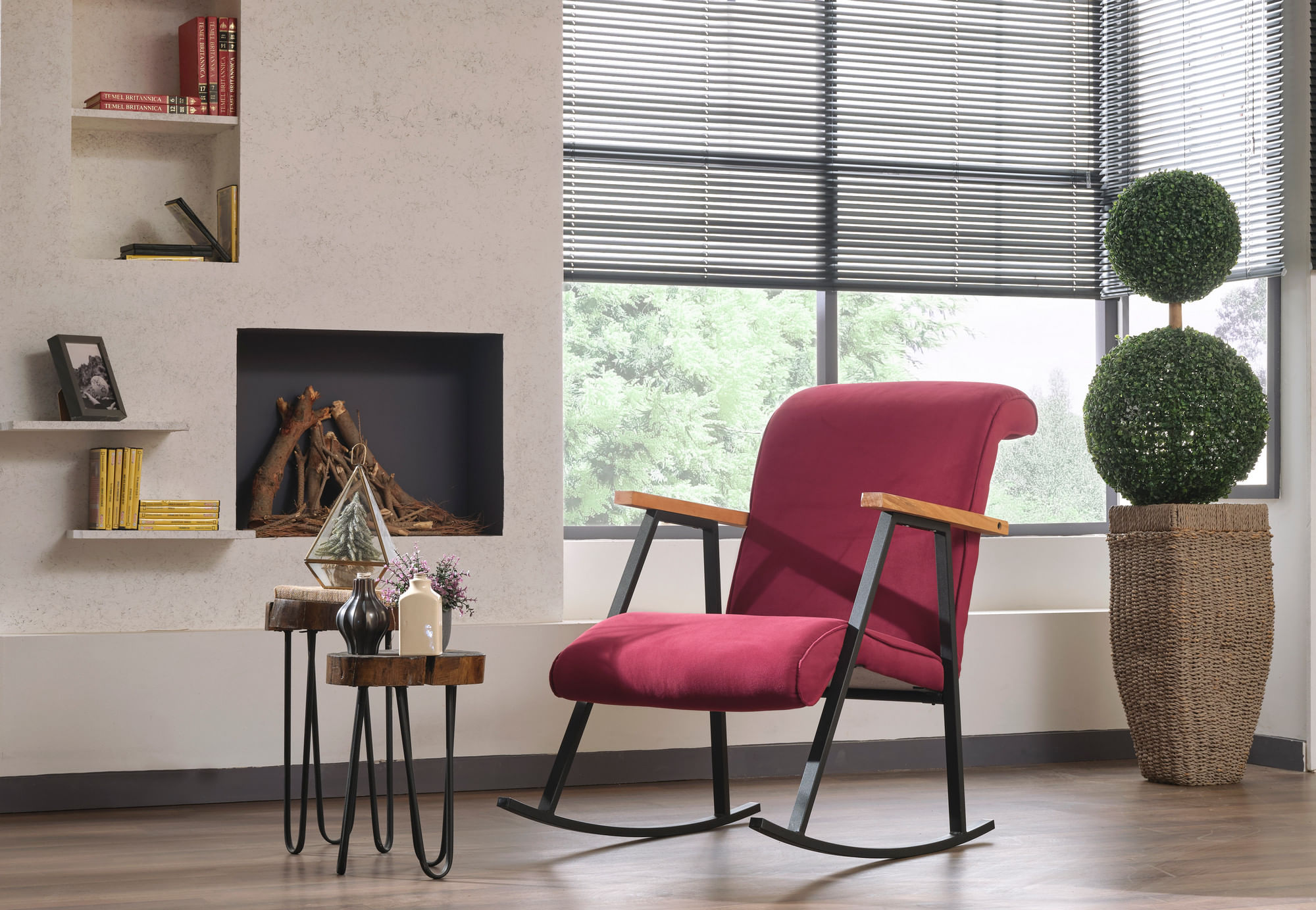 Fotoliu balansoar, Hanah Home, metal, maro, 65x55x44 cm — imaginea 5