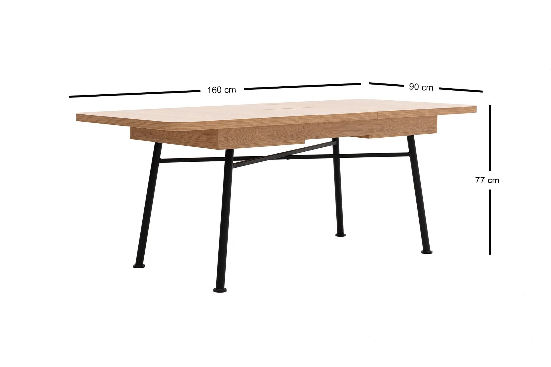 Masa extensibila, Hanah Home, PAL melaminat, natural, 160-198x90x77 cm — imaginea 5