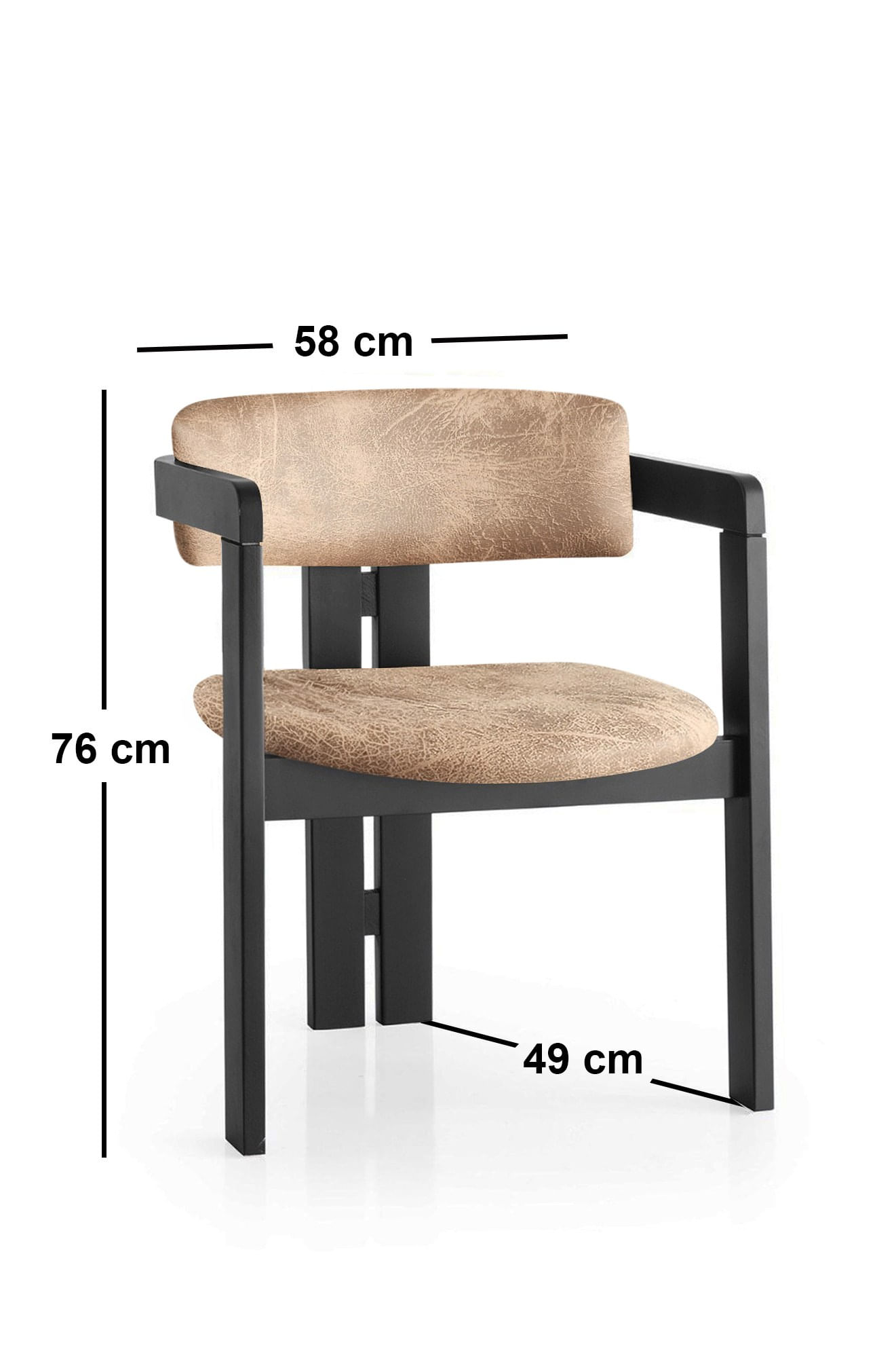 Fotoliu, Hanah Home, lemn, negru si bej, 58x49x76 cm — imaginea 2