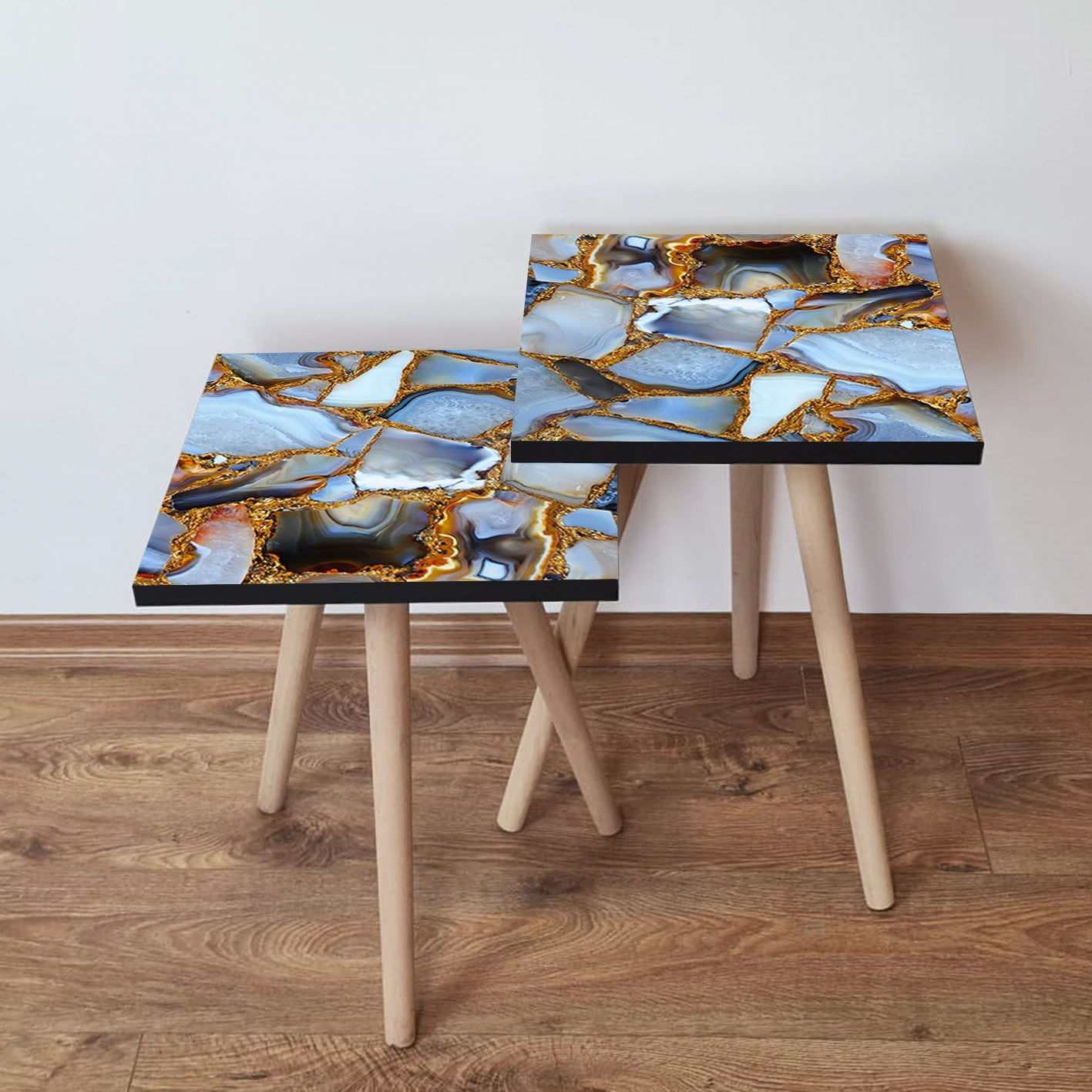 Set masute de cafea cuib, Hanah Home, mdf, multicolor, 35x47x35 cm, 35x42x35 cm, 481LNA2315