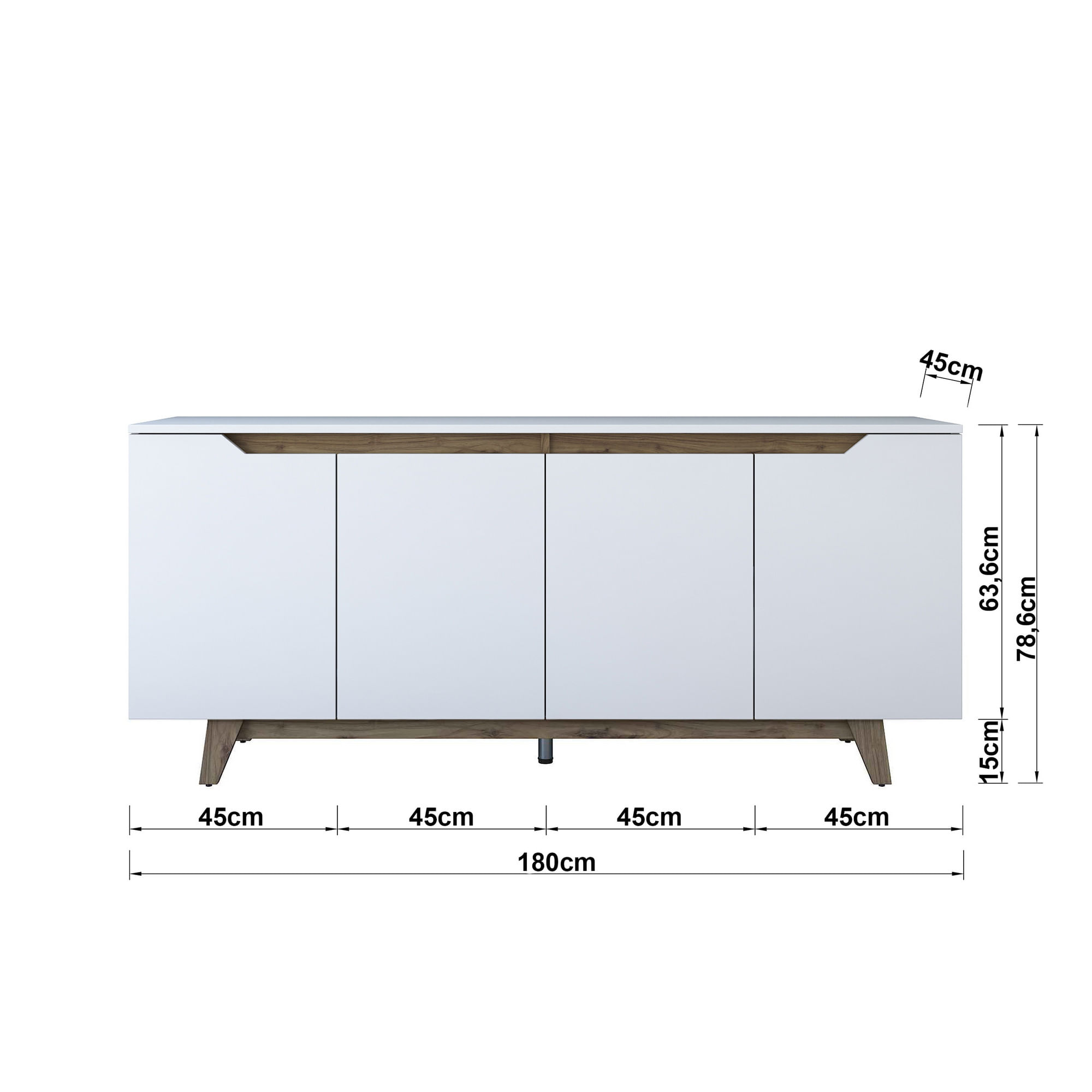 Consola, Hanah Home, pal melaminat, alb si nuc, 180x45x78.6 cm