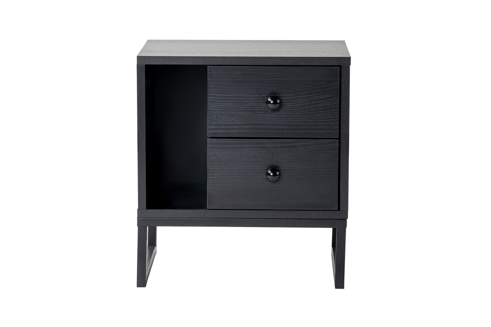 Noptiera, Hanah Home, panou de particule melaminat, lemn negru si negru, 45.2x29.5x50 cm — imaginea 3