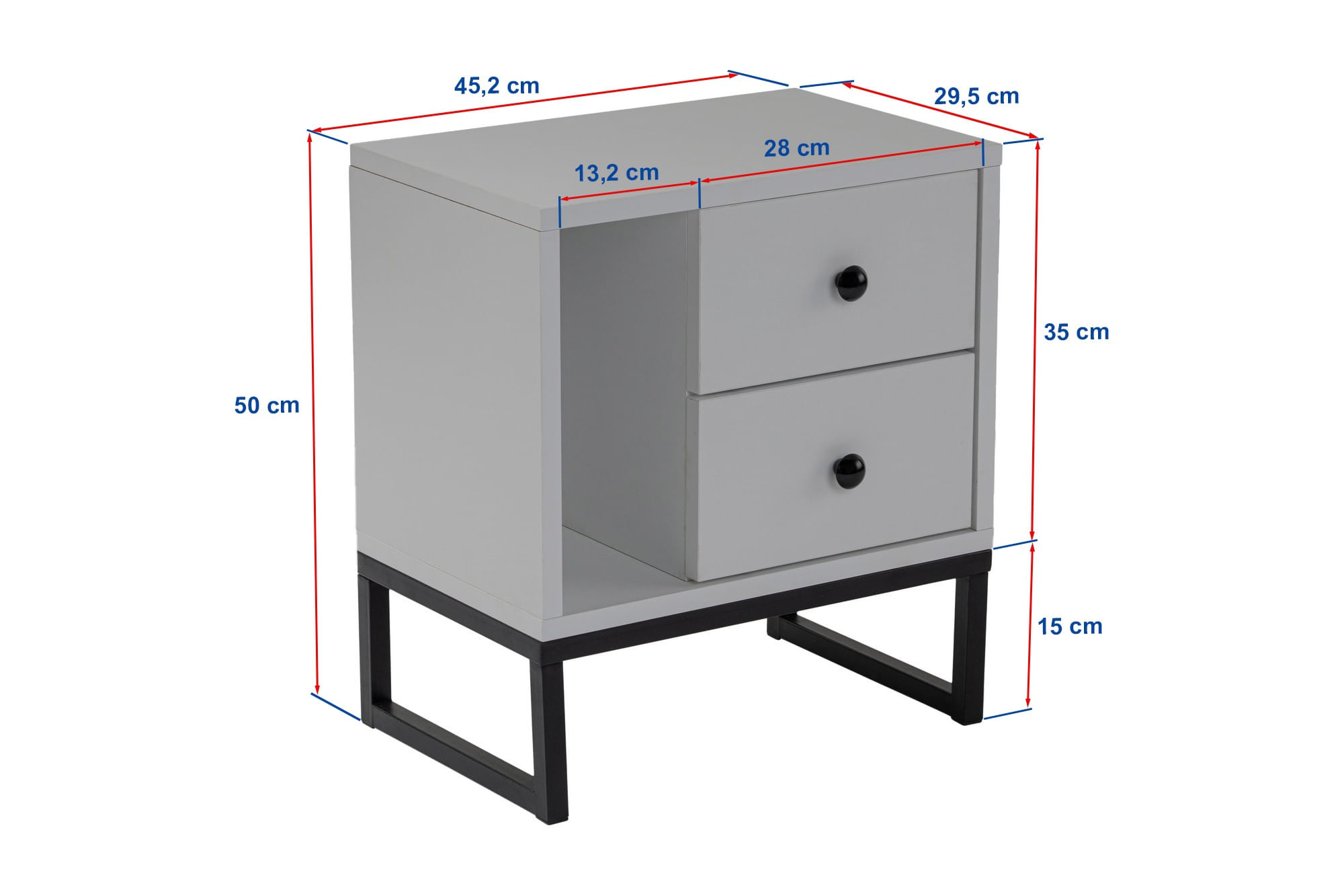 Noptiera, Hanah Home, panou de particule melaminat, lemn negru si negru, 45.2x29.5x50 cm — imaginea 4