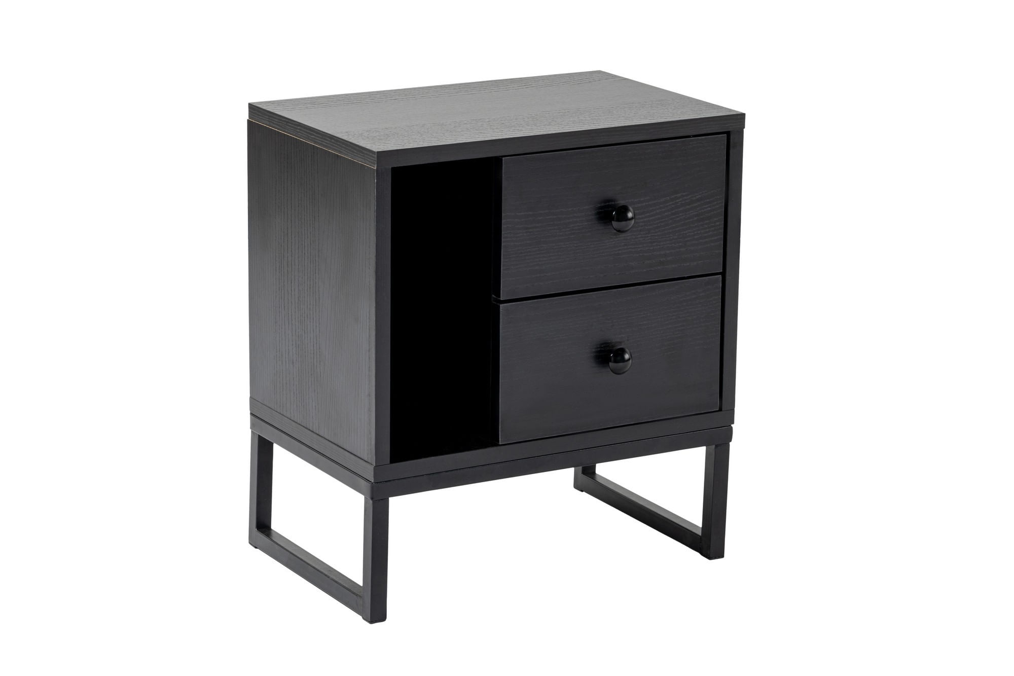 Noptiera, Hanah Home, panou de particule melaminat, lemn negru si negru, 45.2x29.5x50 cm — imaginea 5