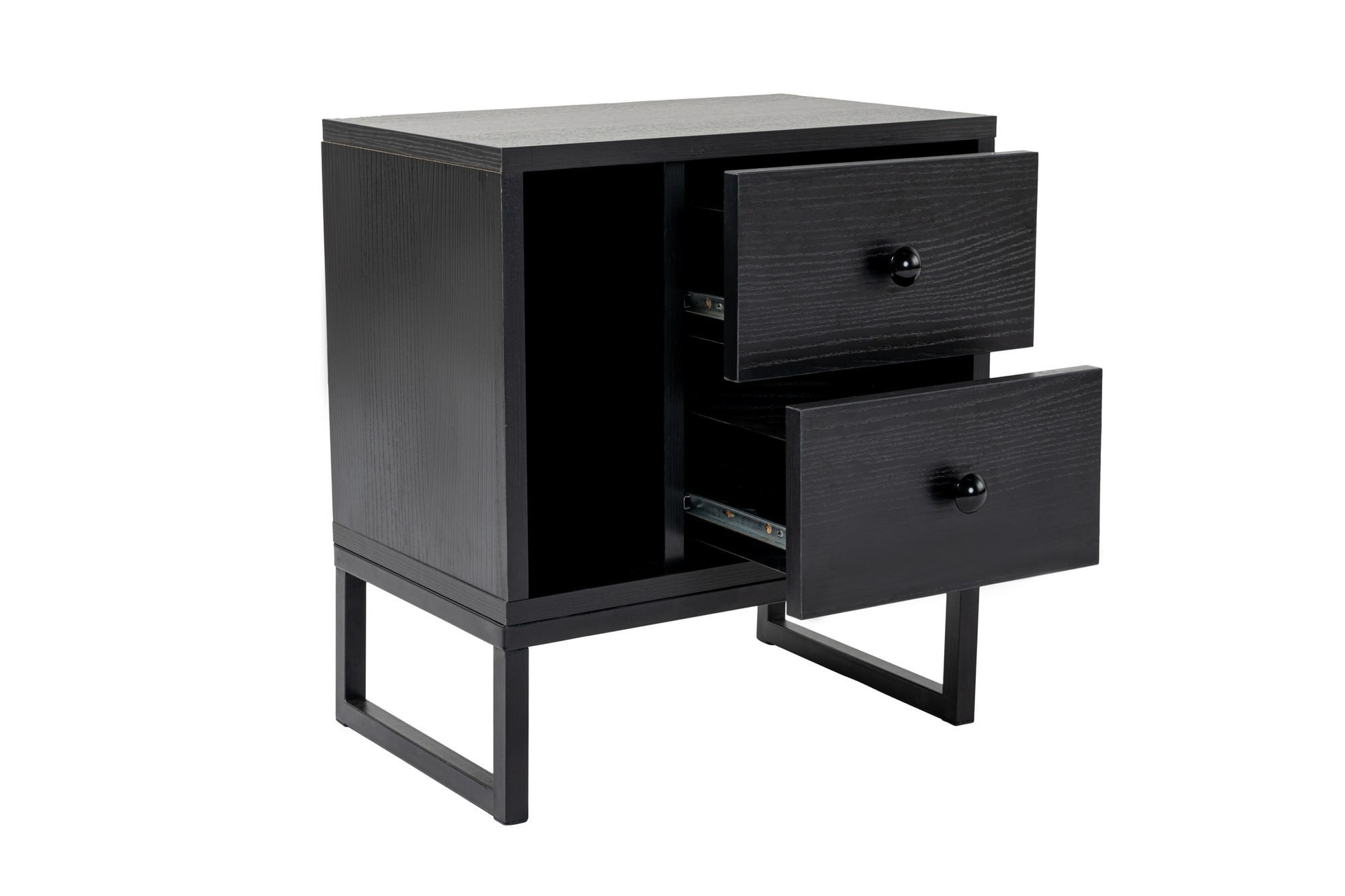 Noptiera, Hanah Home, panou de particule melaminat, lemn negru si negru, 45.2x29.5x50 cm — imaginea 7