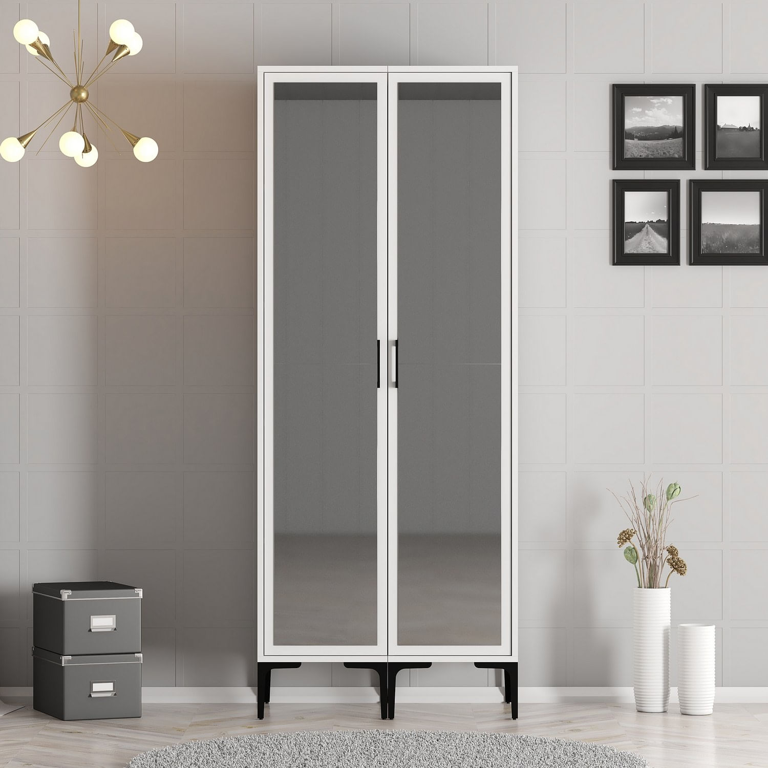 Sifonier, Hanah Home, pal melaminat, alb, 80x201.4x47.5 cm — imaginea 2