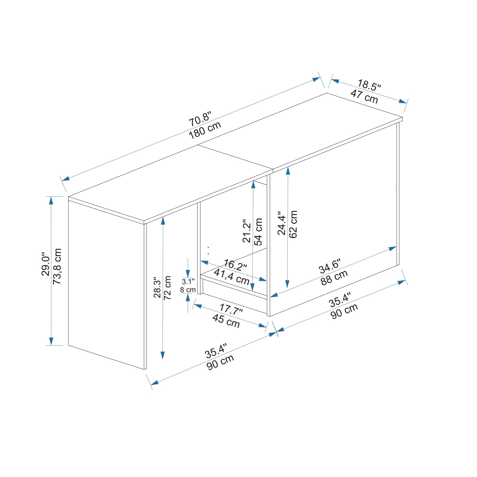 Birou, Hanah Home, panou de particule melaminat, alb, 180x47x73.8 cm — imaginea 2