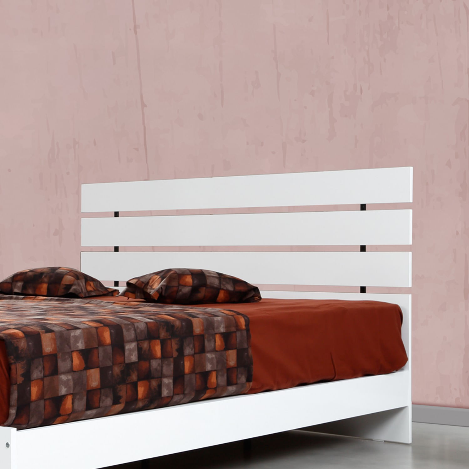 Somiera dubla, Hanah Home, panou de particule cu melamina, alb, 155x205x100 cm — imaginea 2