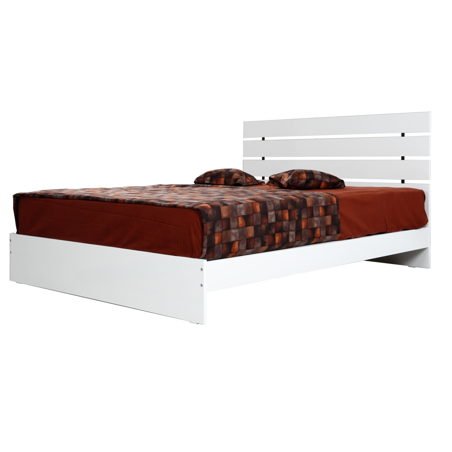 Somiera dubla, Hanah Home, panou de particule cu melamina, alb, 155x205x100 cm — imaginea 3