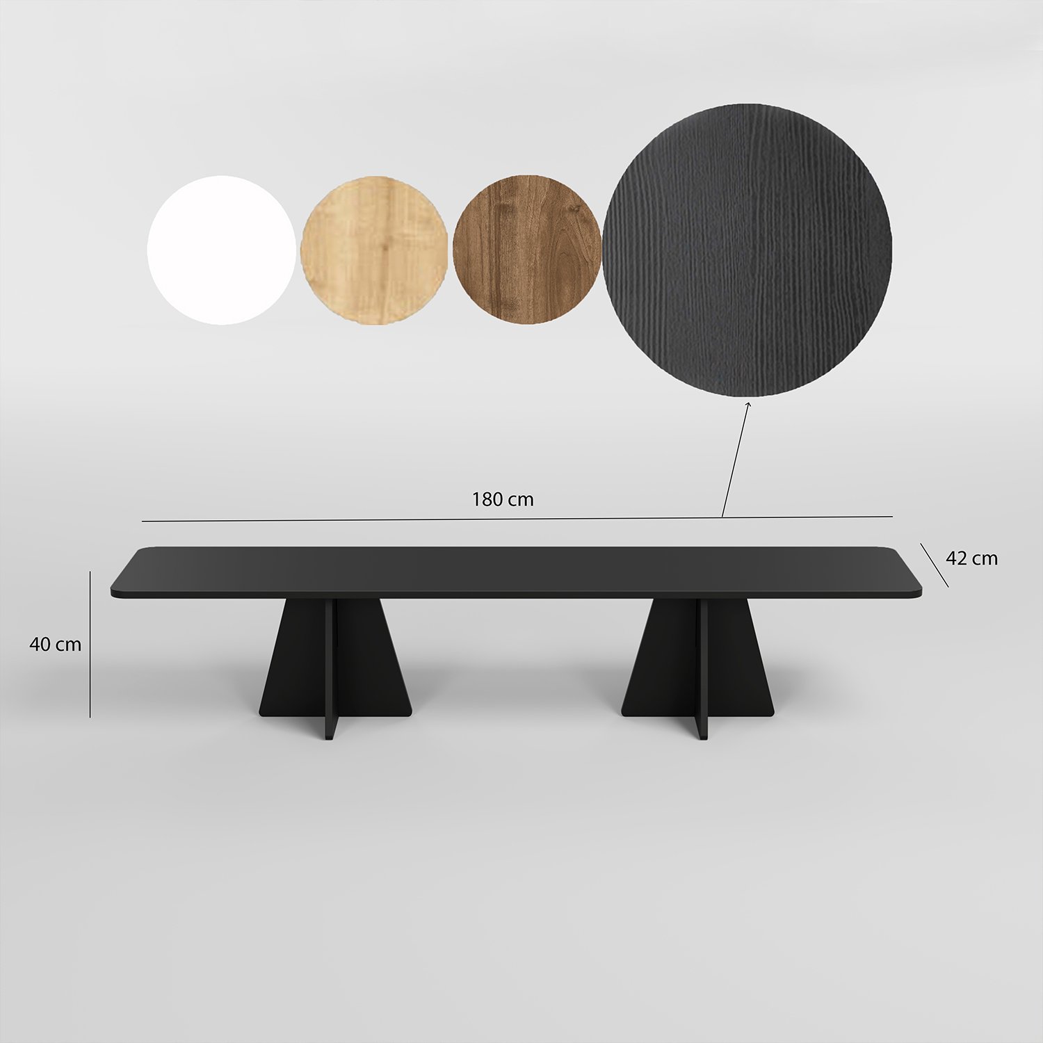 Comoda tv, Hanah Home, pal melaminat, negru, 180x40x42 cm — imaginea 5