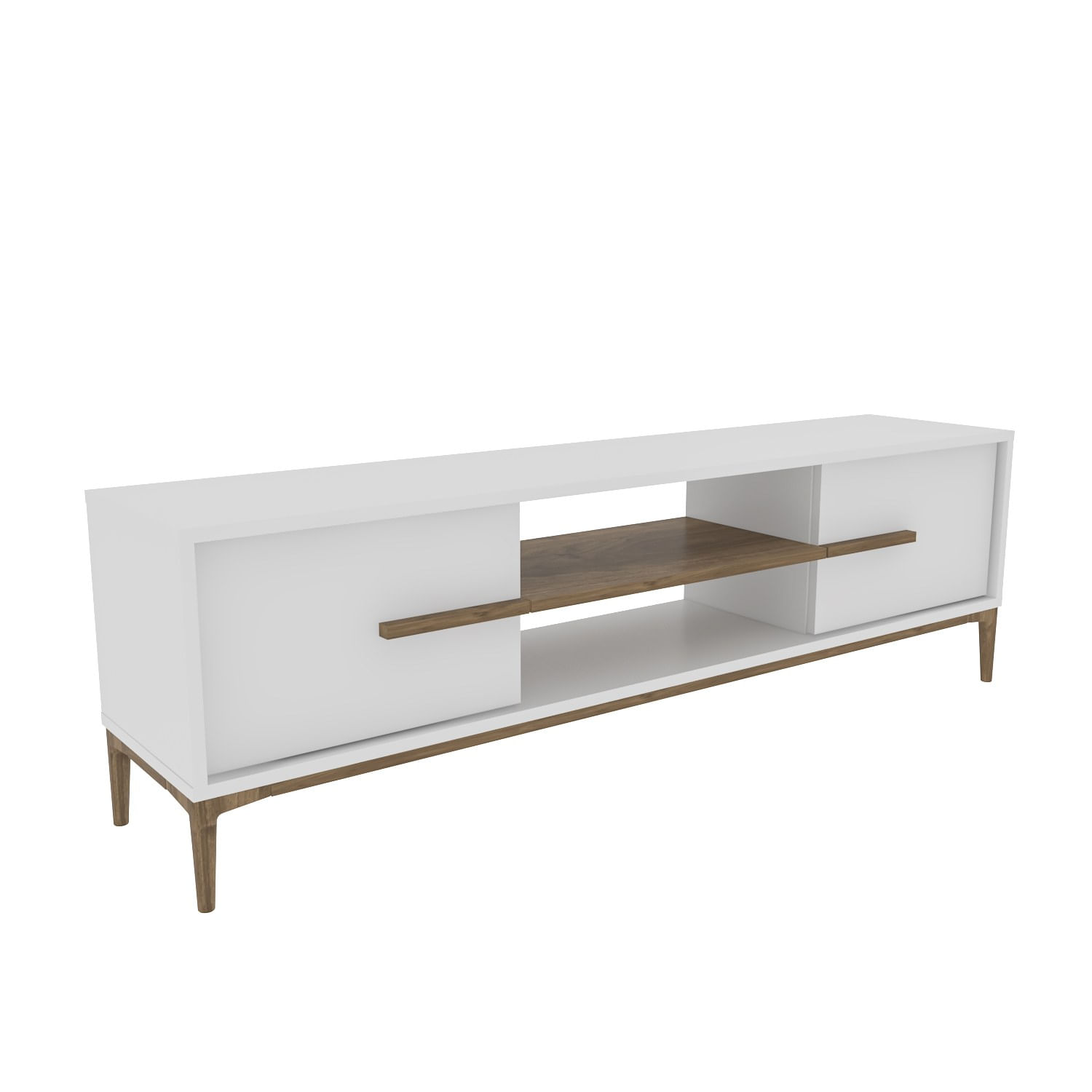 Suport tv, Hanah Home, pal melaminat, alb si nuc, 120x43.6x29.6 cm — imaginea 5