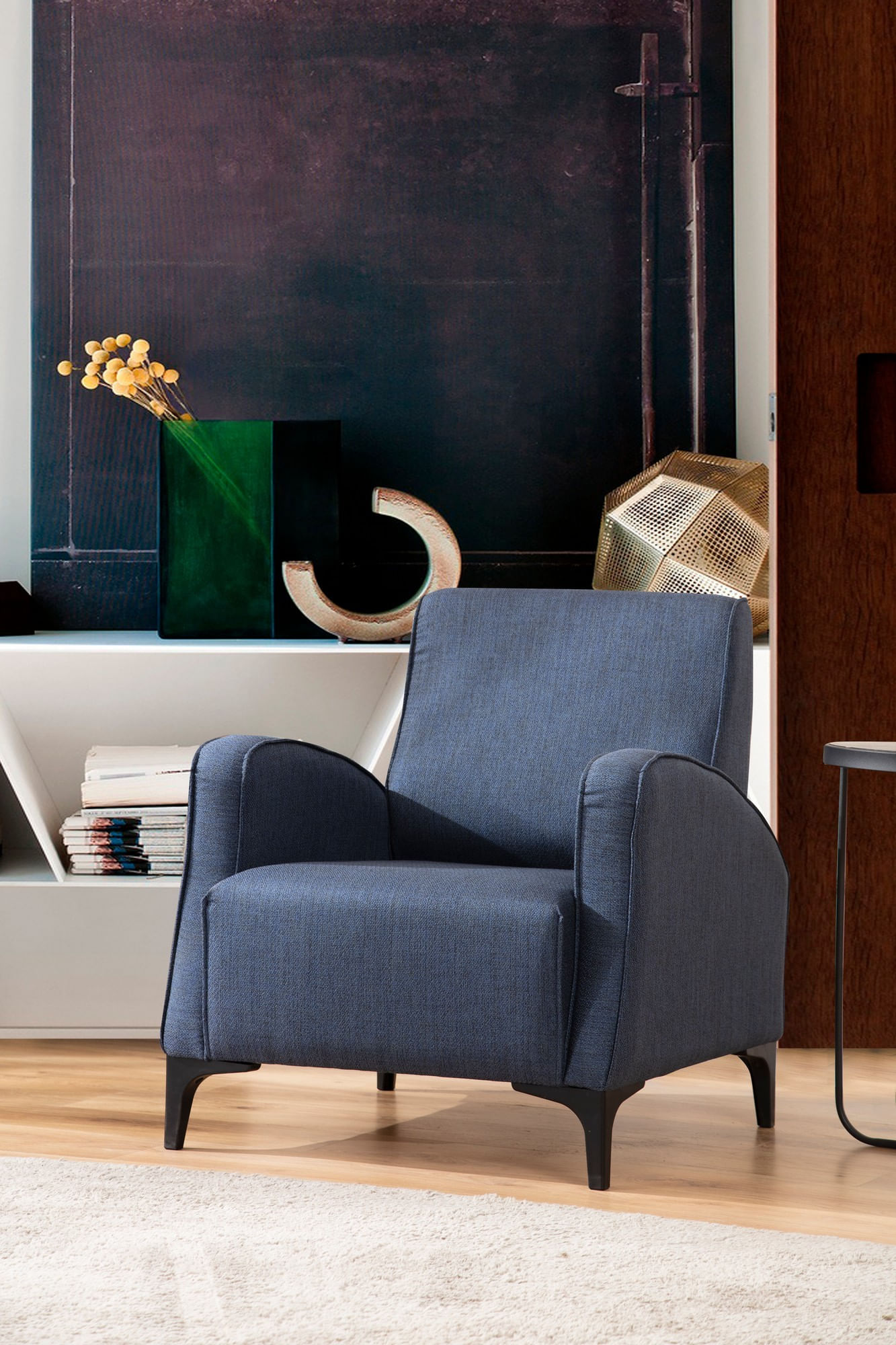 Fotoliu, Hanah Home, lemn fag si pal, albastru, 78x87x78 cm — imaginea 6