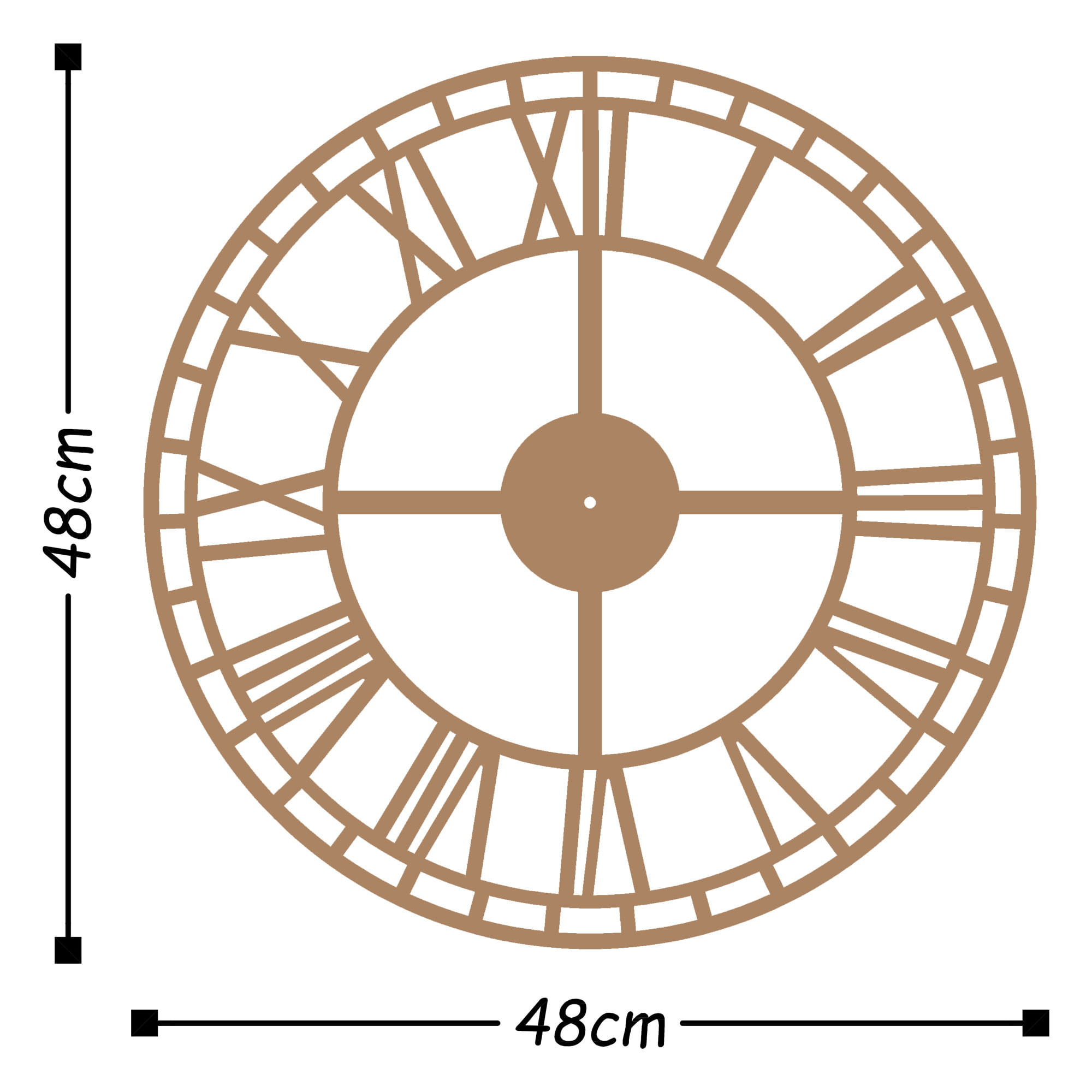 Ceas de perete decorativ, Wallxpert, metal, cupru, 48x48 cm, 891TNL2134