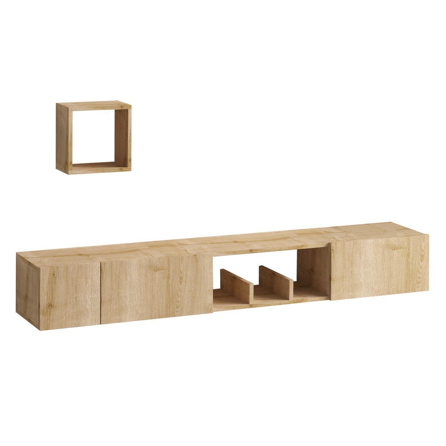 Unitate tv, Hanah Home, pal melaminat, stejar safir, 180x25x32 cm — imaginea 3
