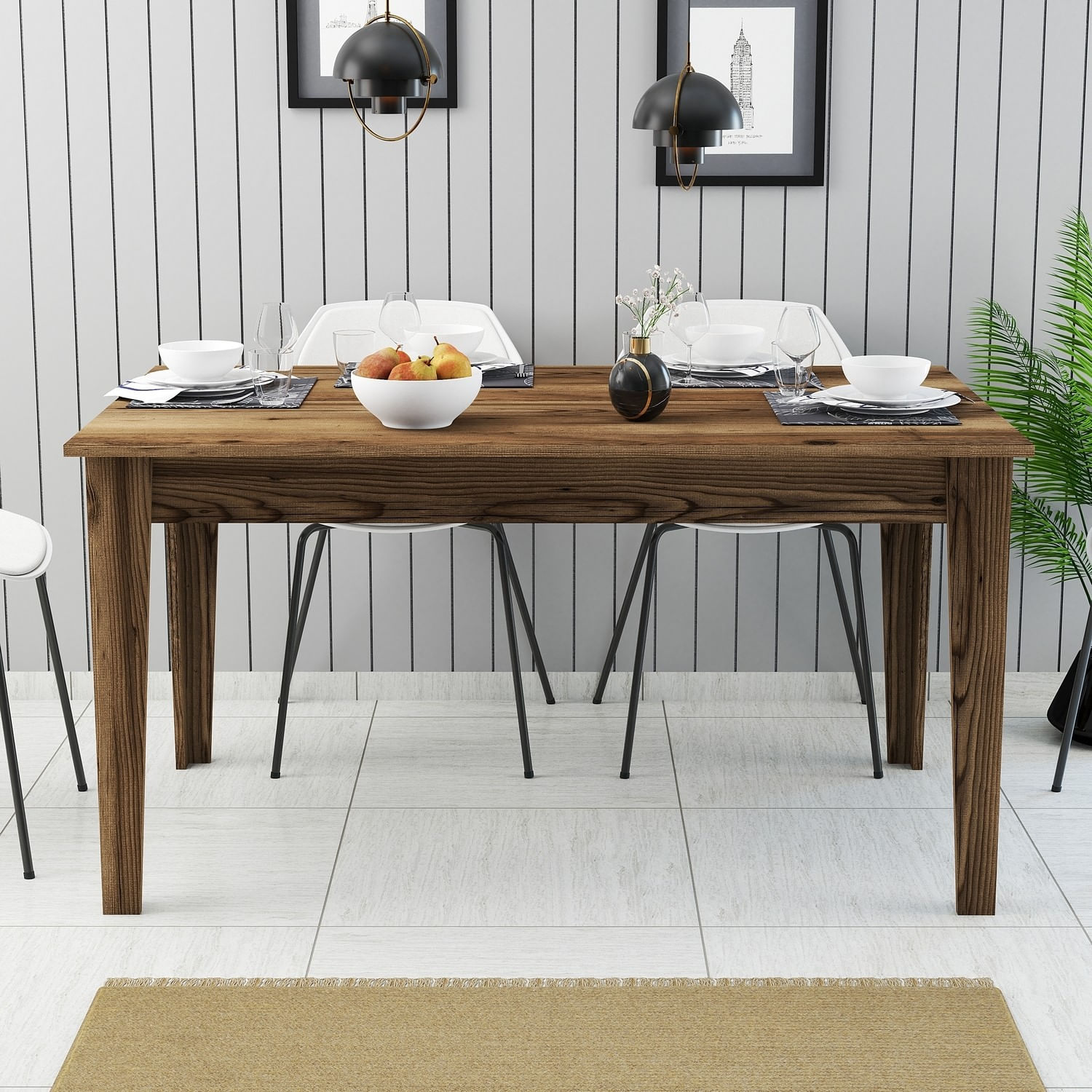 Masa de dining, Hanah Home, PAL melaminat, nuc, 145x88x75 cm