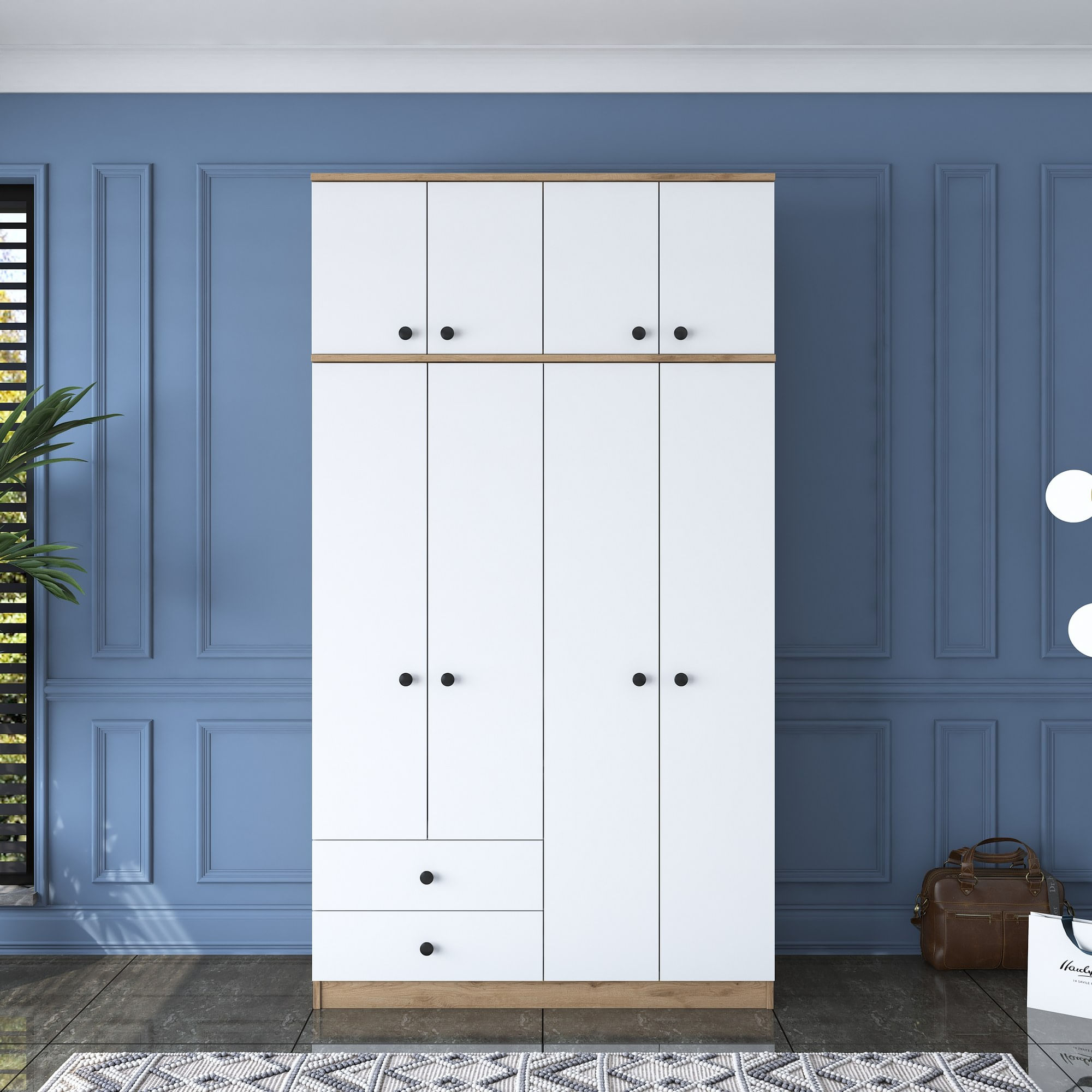 Sifonier, Hanah Home, pal melaminat, nuc alb, 120x42.5x216.8 cm - imagine 5