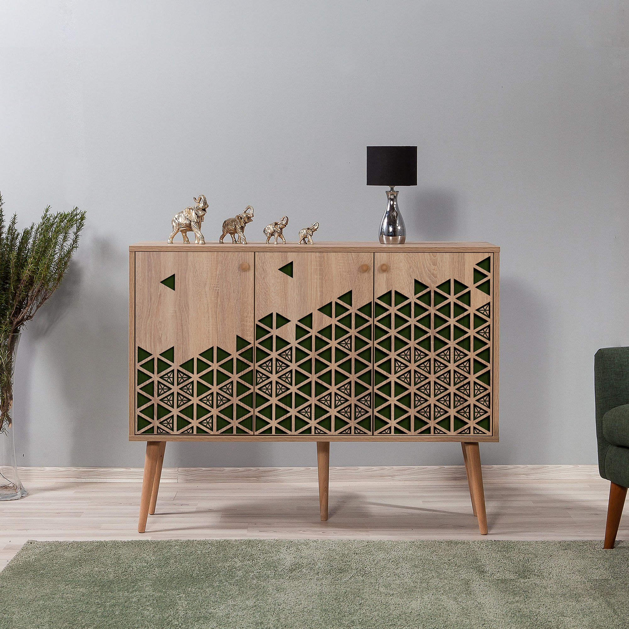 Consola, Hanah Home, panou aglomerat melaminat, stejar sonoma, 120x36x90 cm — imaginea 5