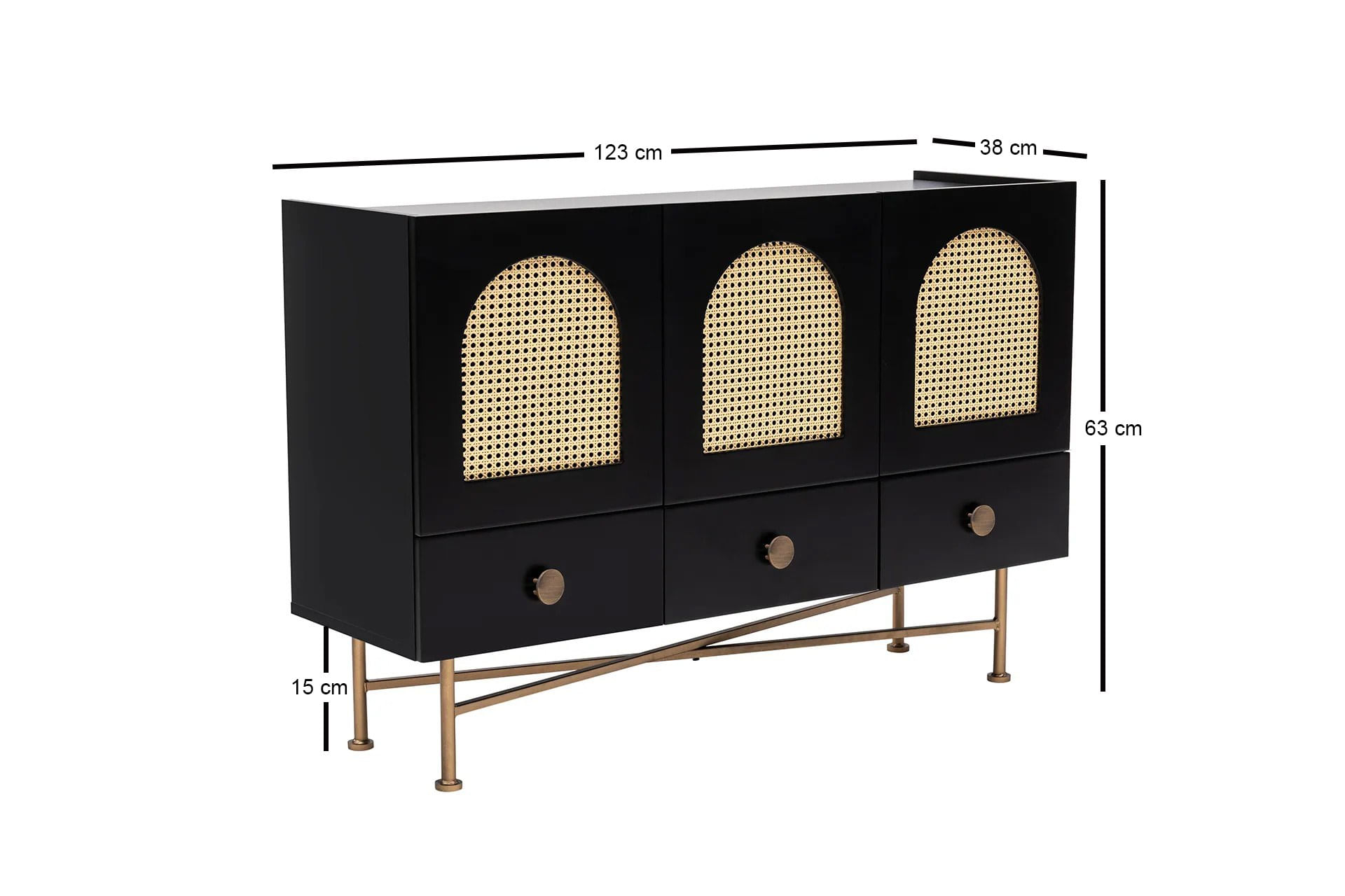 Consola, Hanah Home, PAL melaminat, negru, 123x38x63 cm — imaginea 3