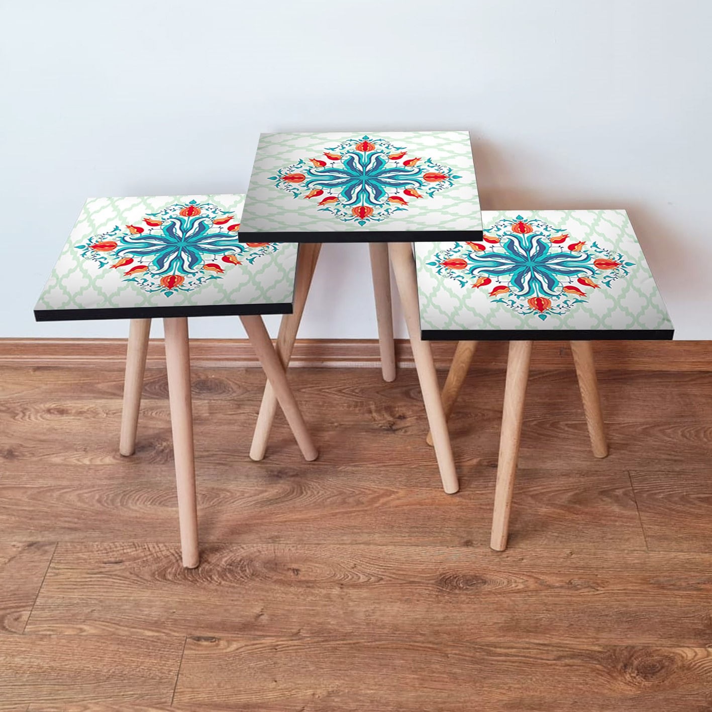 Set masute de cafea, Hanah Home, mdf, multicolor, 3 piese, 481LNA2761