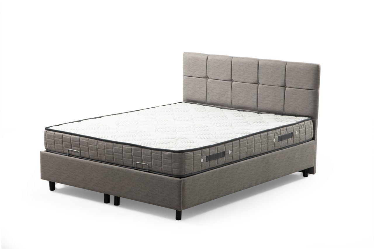 Somiera cu tablie, Hanah Home, pal melaminat, gri deschis, 120x200 cm, 771MND1101 — imaginea 2