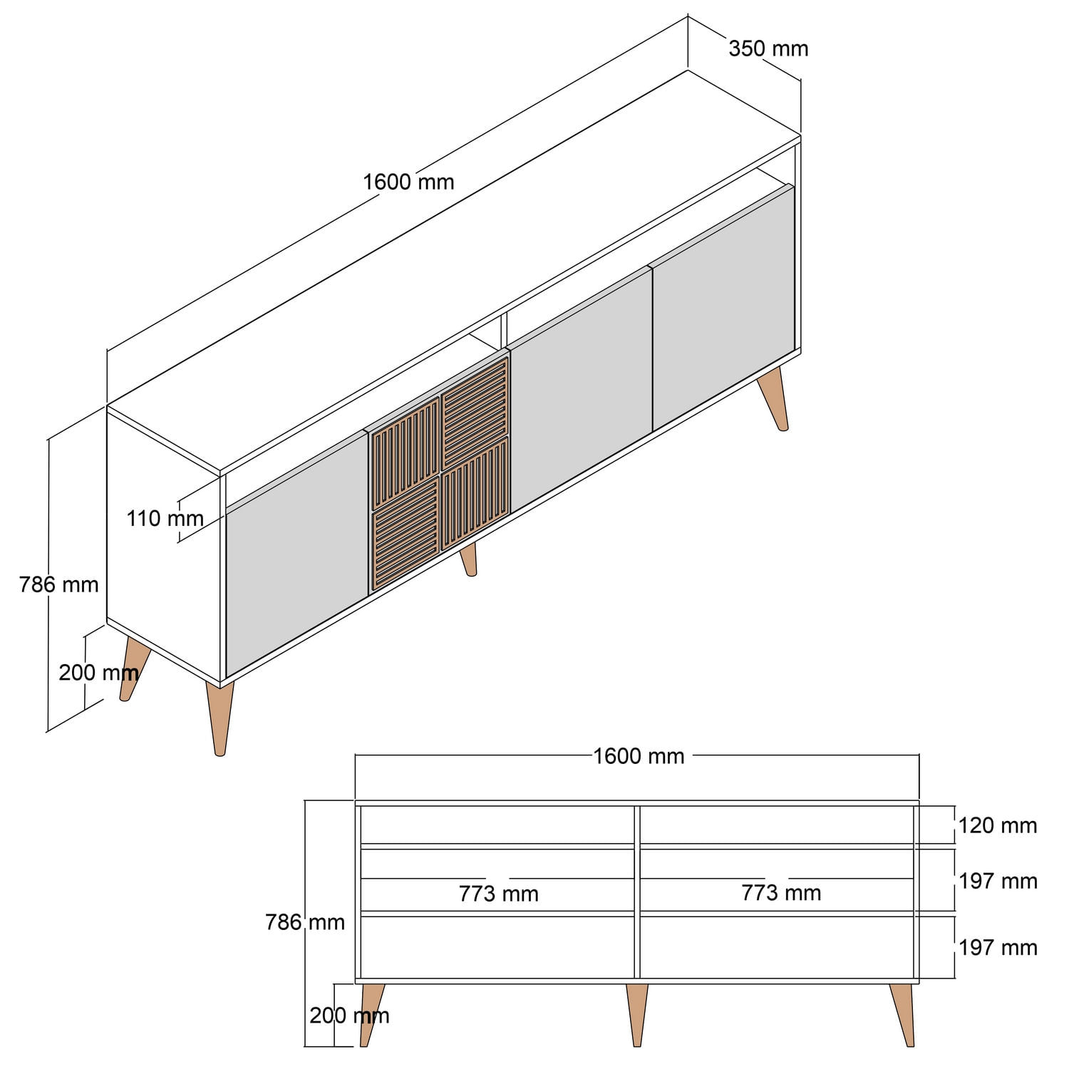 Consola, Hanah Home, panou aglomerat melaminat, nuc si marmura neagra, 160x35x78 cm — imaginea 7