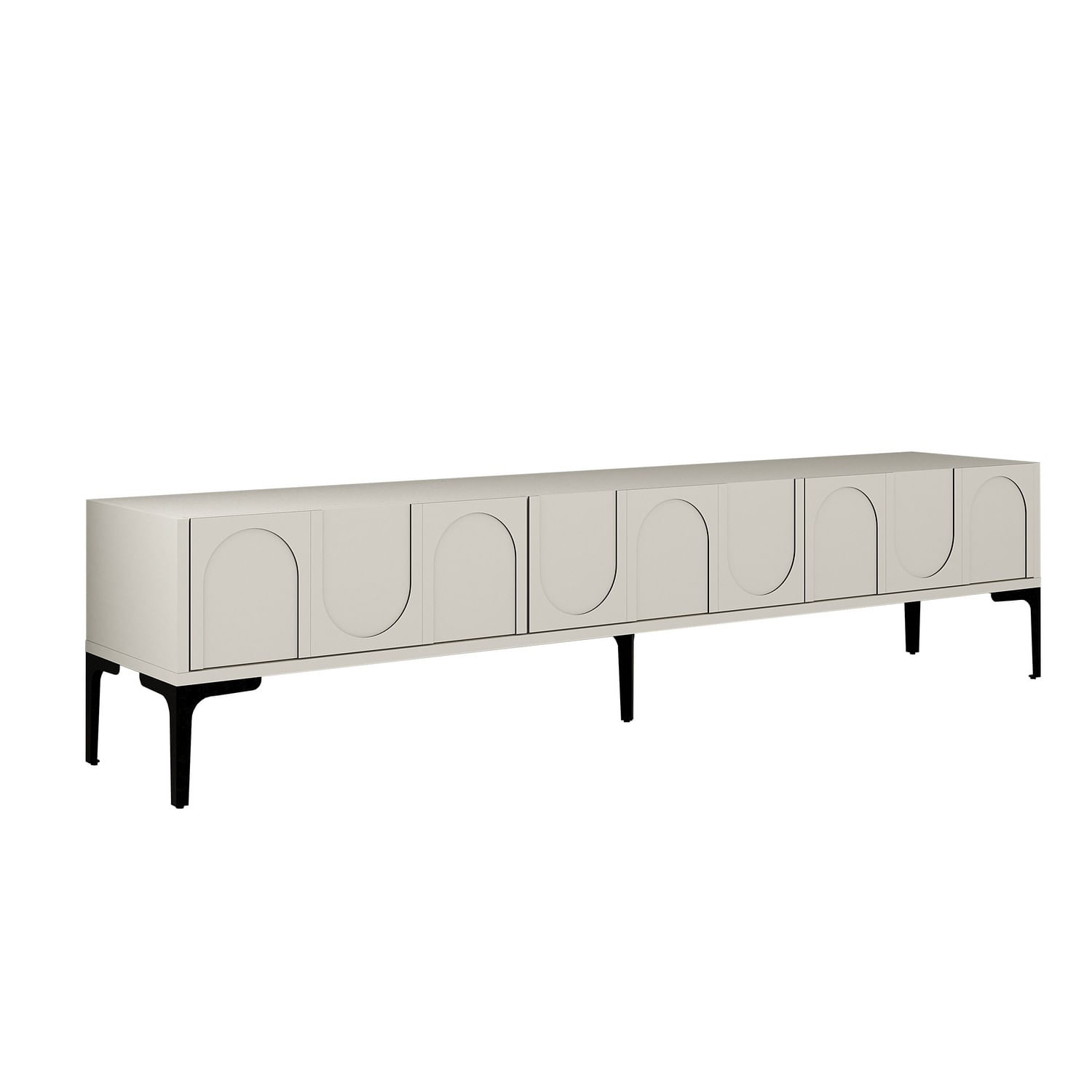 Comoda tv, Hanah Home, pal melaminat, crem si negru, 180x35x42 cm