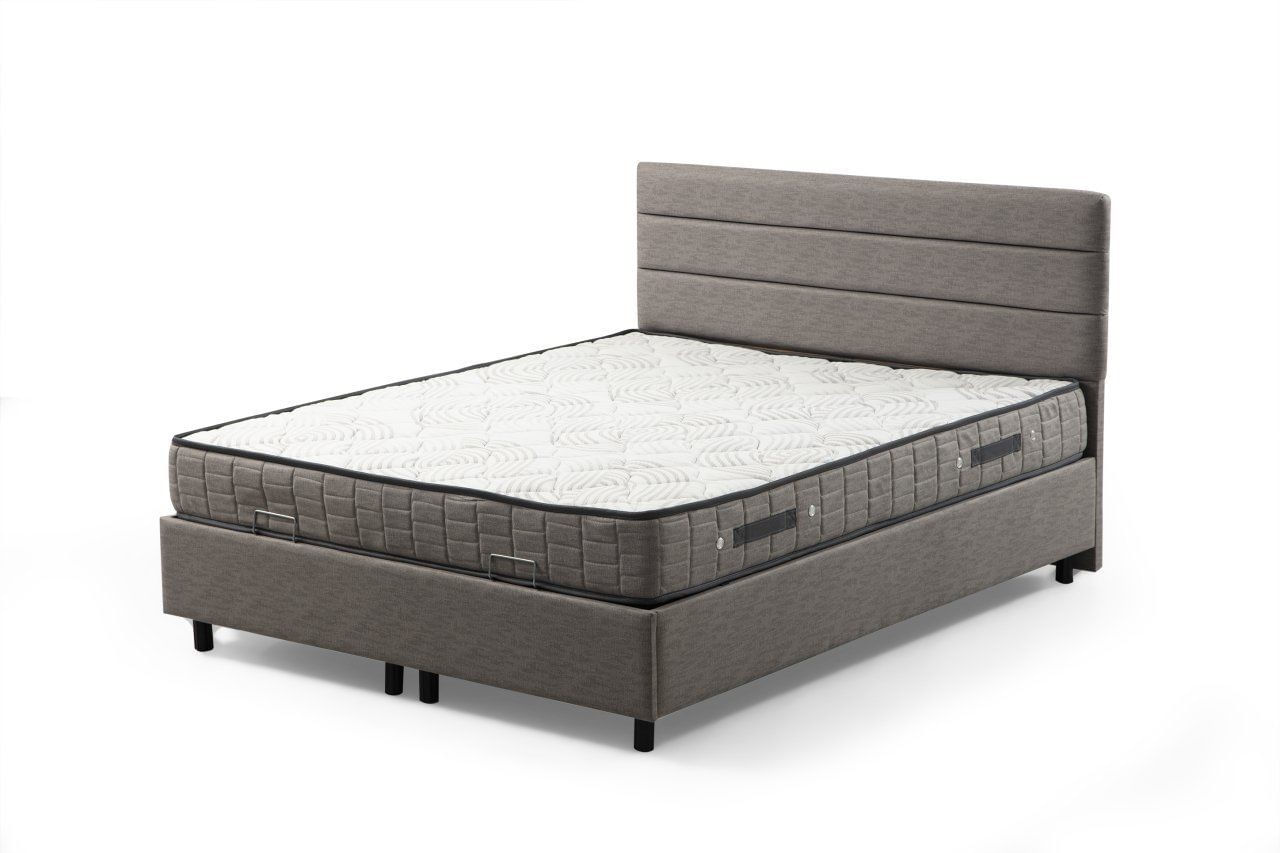 Somiera cu tablie, Hanah Home, pal melaminat, gri deschis, 90x190 cm — imaginea 3