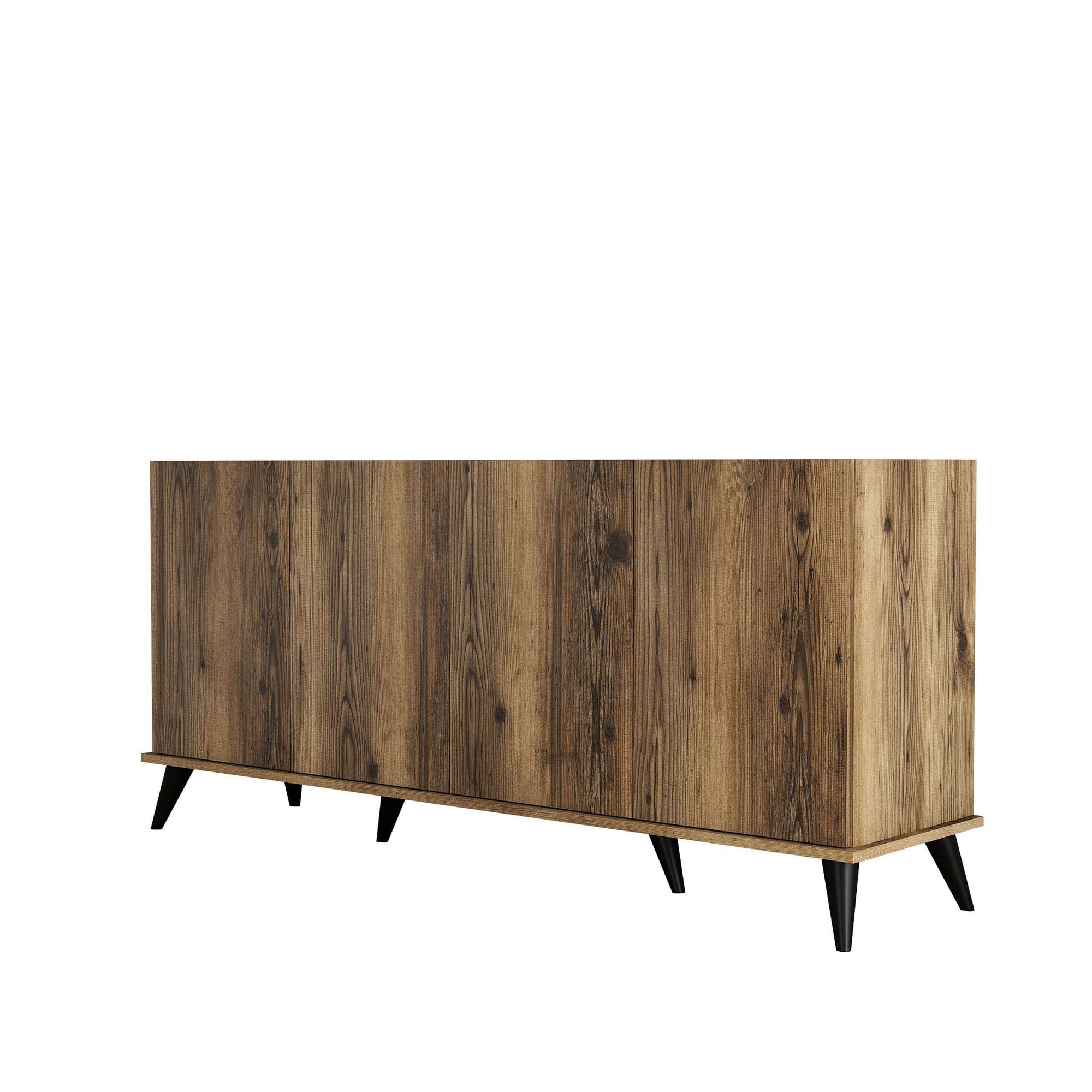 Consola, Hanah Home, panou de particule cu melamina, nuc si marmura neagra, 180x45x80.8 cm — imaginea 2