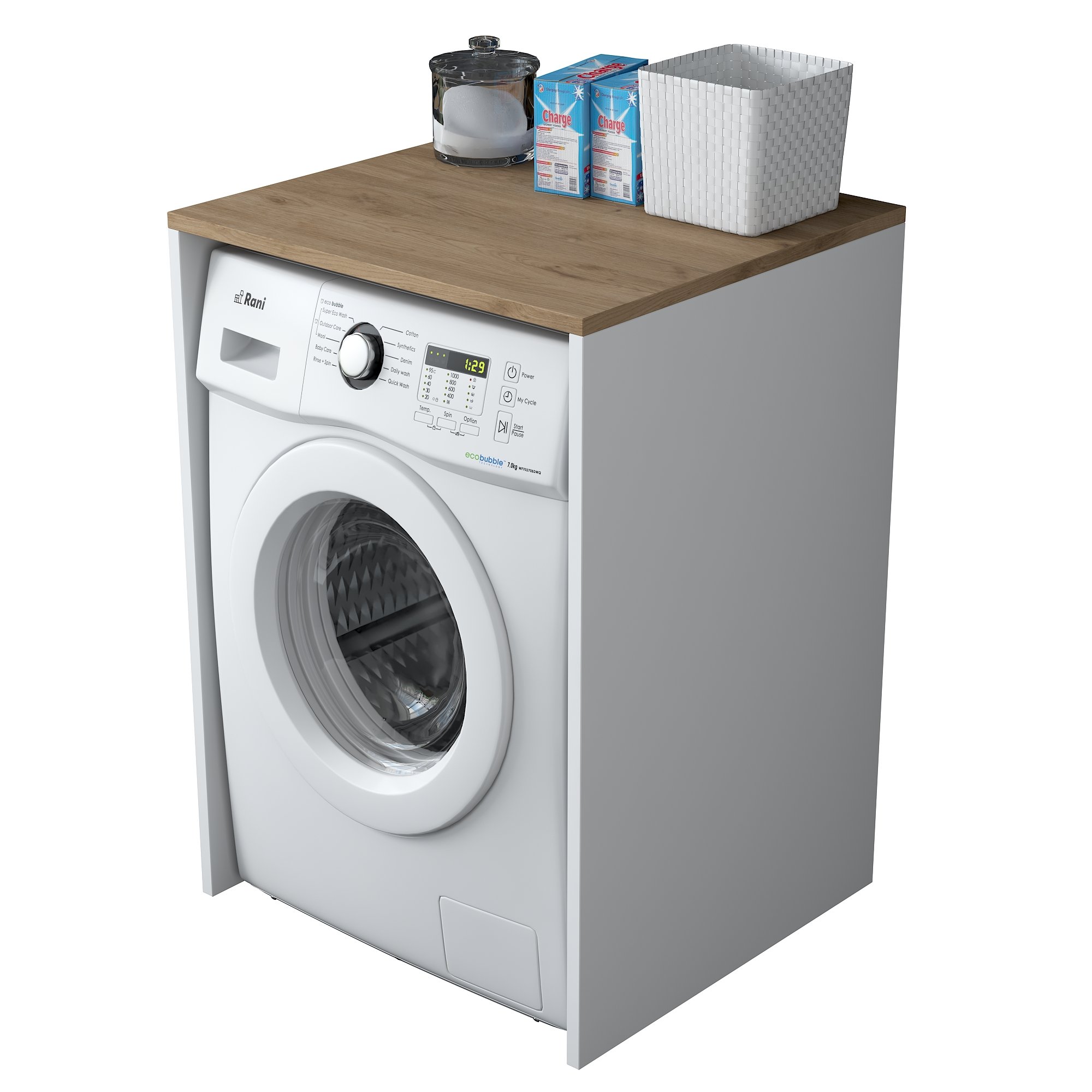 Dulap pentru masina de spalat, Hanah Home, pal melaminat, nuc si alb, 65x60x91.8 cm - 3 | YEO