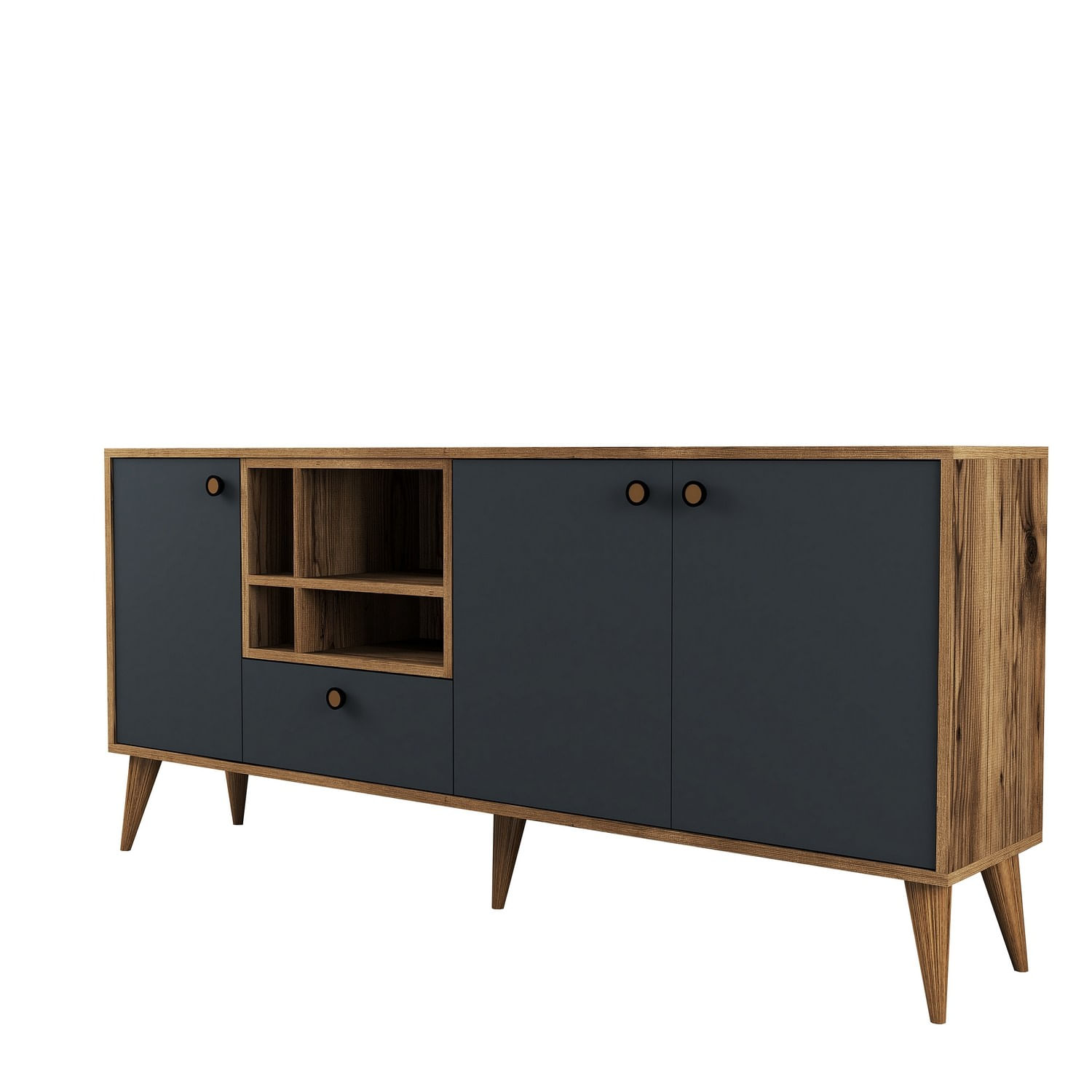 Consola, Hanah Home, pal melaminat, antracit si nuc, 180x35x81 cm — imaginea 6