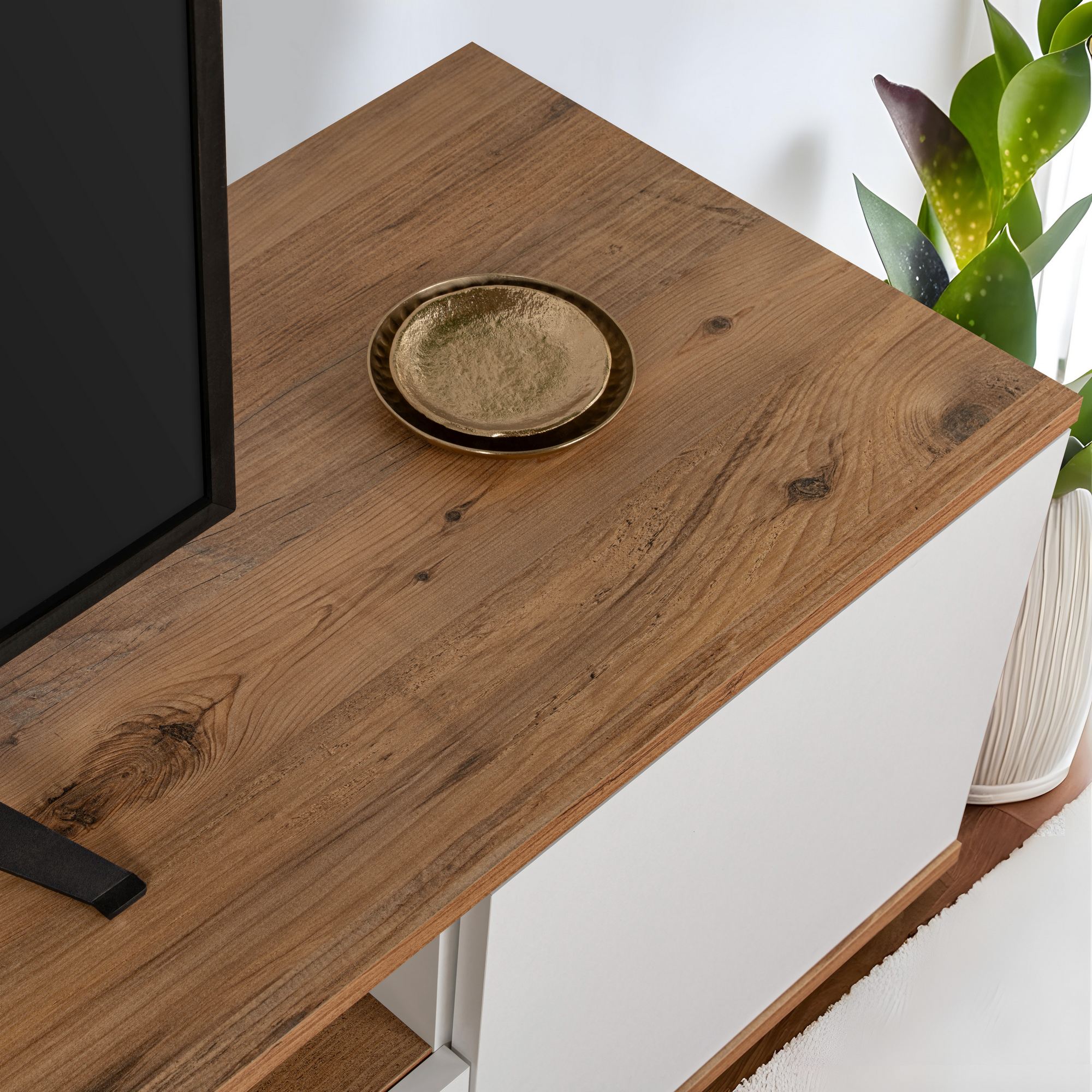 Comoda tv, Hanah Home, pal melaminat, alb si pin atlantic, 180x44.5x44.6 cm — imaginea 5