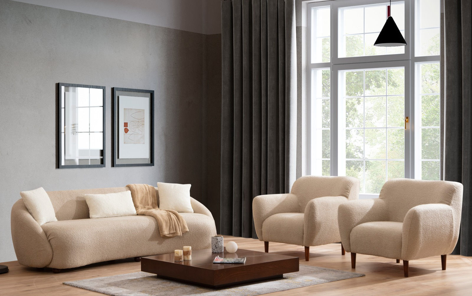 Fotoliu, Hanah Home, poliester, cappuccino, 95x86x96 cm — imaginea 3