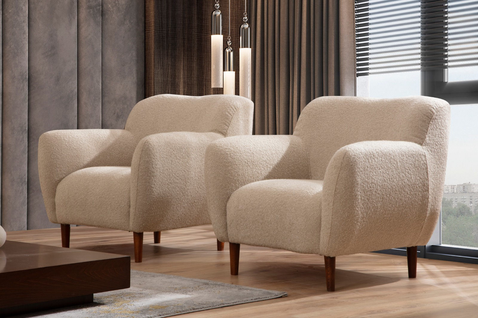 Fotoliu, Hanah Home, poliester, cappuccino, 95x86x96 cm — imaginea 4