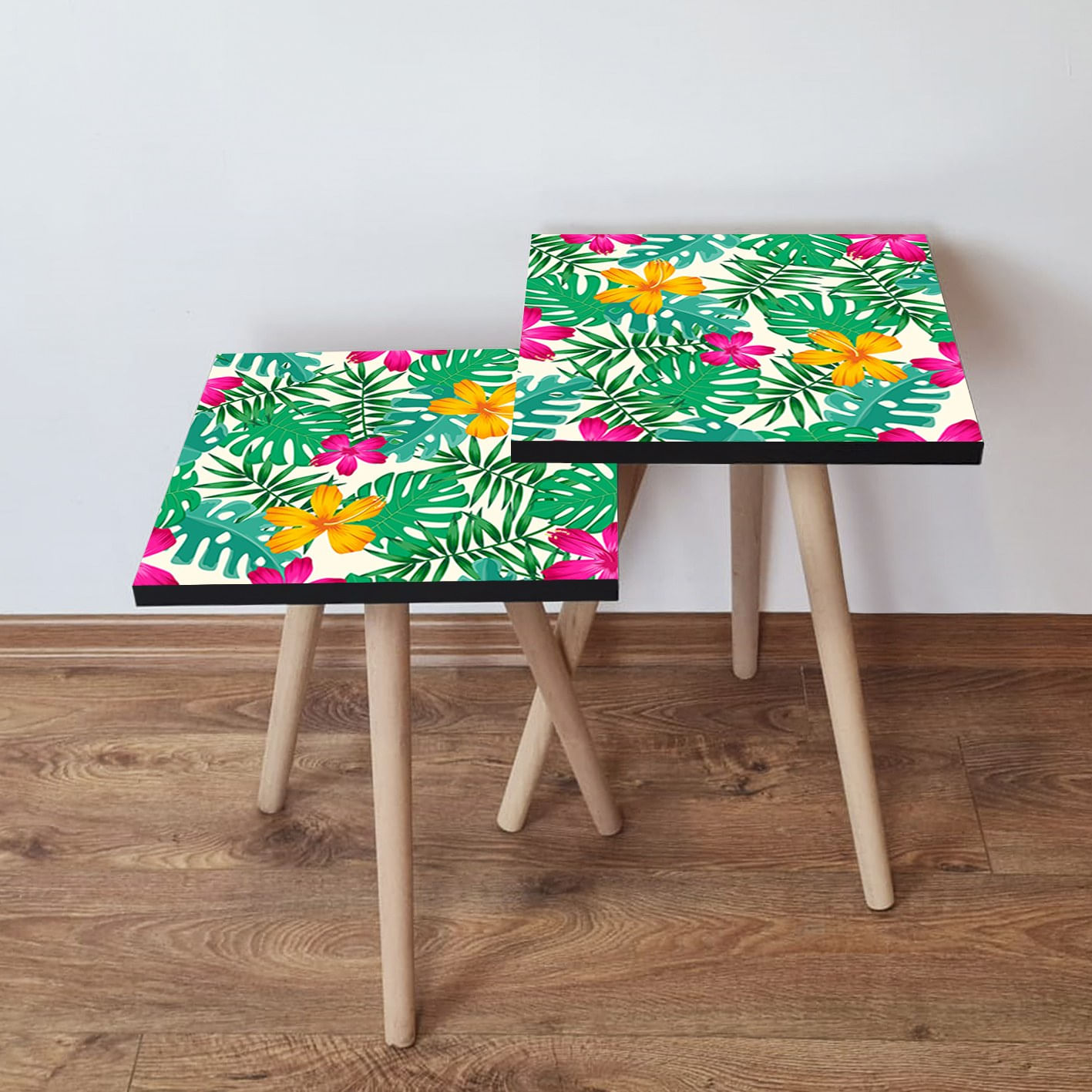 Set masute de cafea cuib, Hanah Home, mdf, multicolor, 35x35x47 cm, 481LNA2433