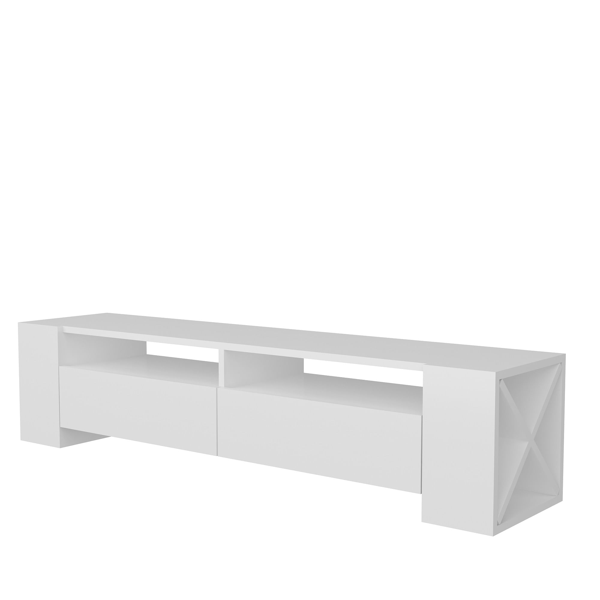 Comoda tv, Hanah Home, pal melaminat, alb, 155x35x35 cm — imaginea 3