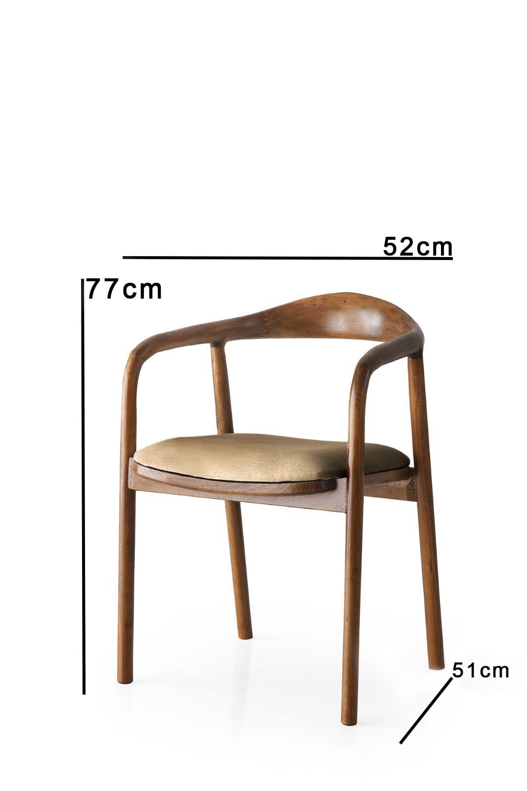 Fotoliu, Hanah Home, catifea, maro deschis, 52x51x77 cm