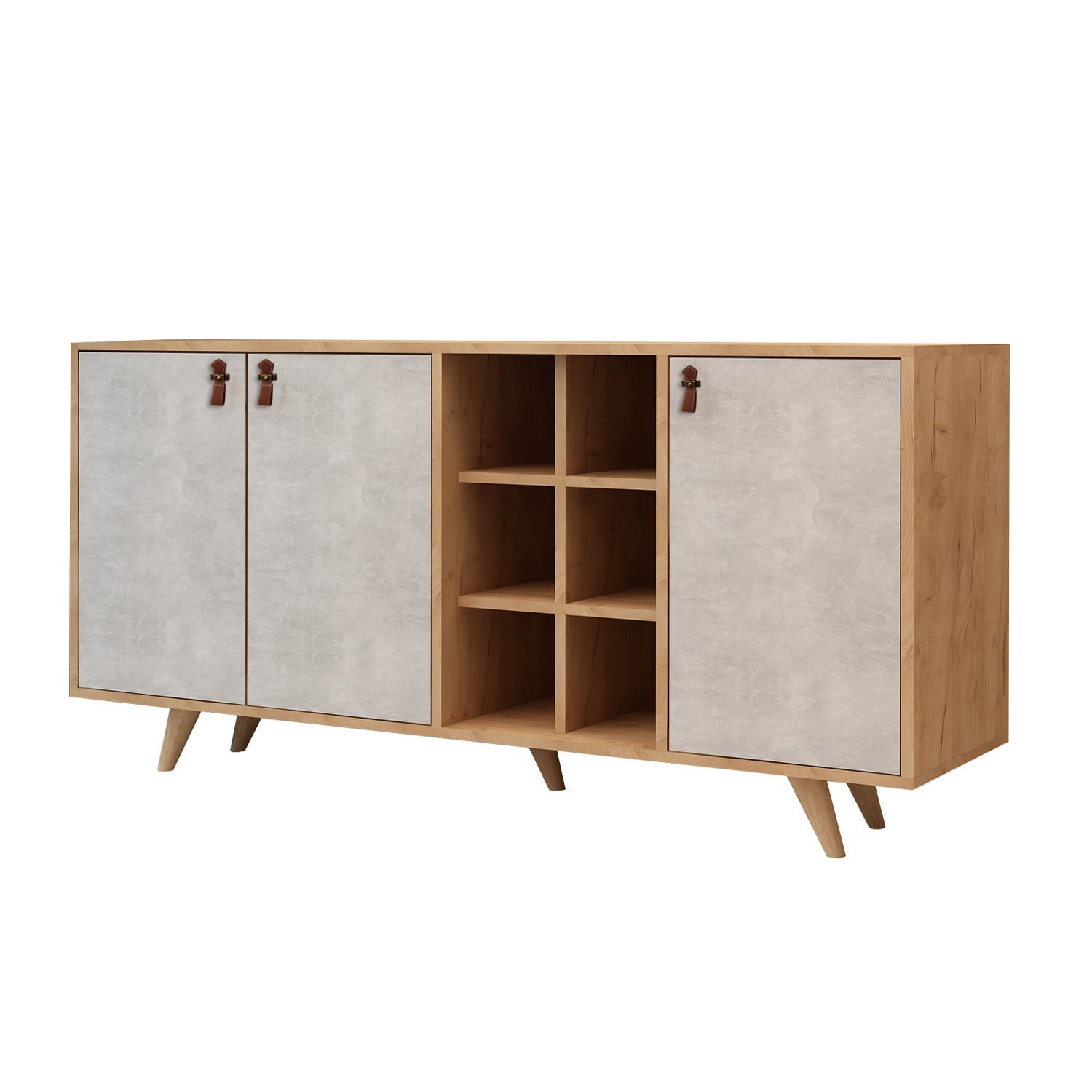 Consola, Hanah Home, pal melaminat, stejar si alb, 140x40x89 cm — imaginea 2